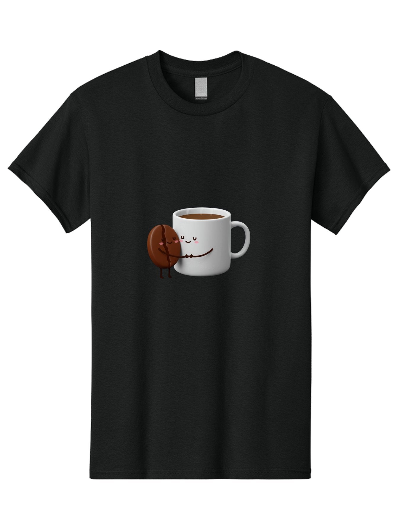Coffee-Cup-And-Chocolate-Cookie Men'S Graphic Tee, 100% Cotton, Comfortable Casual Summer Wear, Machine Washable, Cartoon Coffee Mug, Chocolate Cookie, Smiling Faces, Cartoon Characters, Adorable Scene, Playful Illustration, Coffee Break, Bab793 9