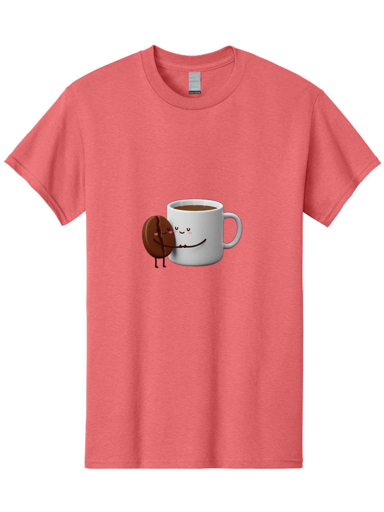 Coffee-Cup-And-Chocolate-Cookie Men'S Graphic Tee, 100% Cotton, Comfortable Casual Summer Wear, Machine Washable, Cartoon Coffee Mug, Chocolate Cookie, Smiling Faces, Cartoon Characters, Adorable Scene, Playful Illustration, Coffee Break, Bab793