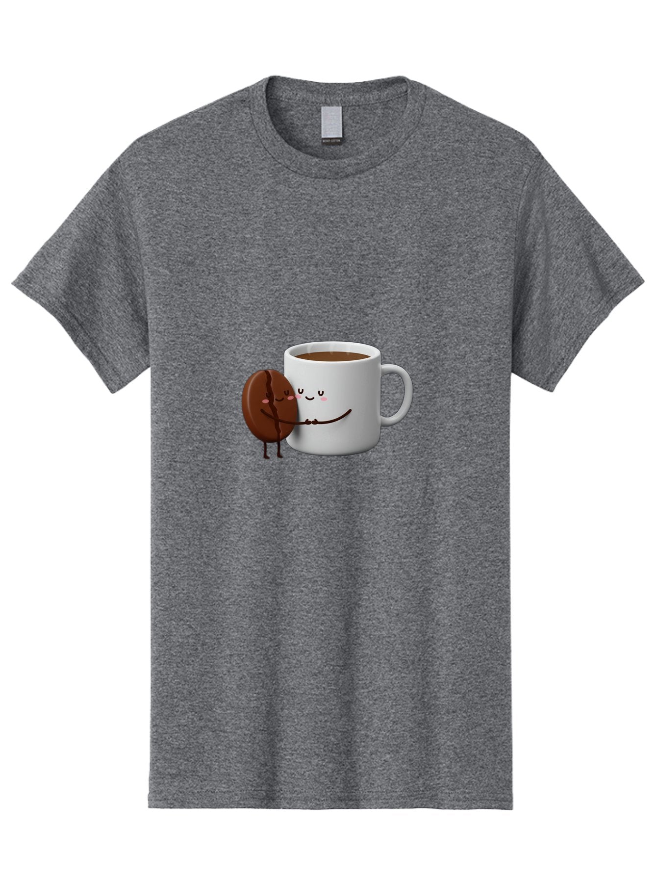 Coffee-Cup-And-Chocolate-Cookie Men'S Graphic Tee, 100% Cotton, Comfortable Casual Summer Wear, Machine Washable, Cartoon Coffee Mug, Chocolate Cookie, Smiling Faces, Cartoon Characters, Adorable Scene, Playful Illustration, Coffee Break, Bab793