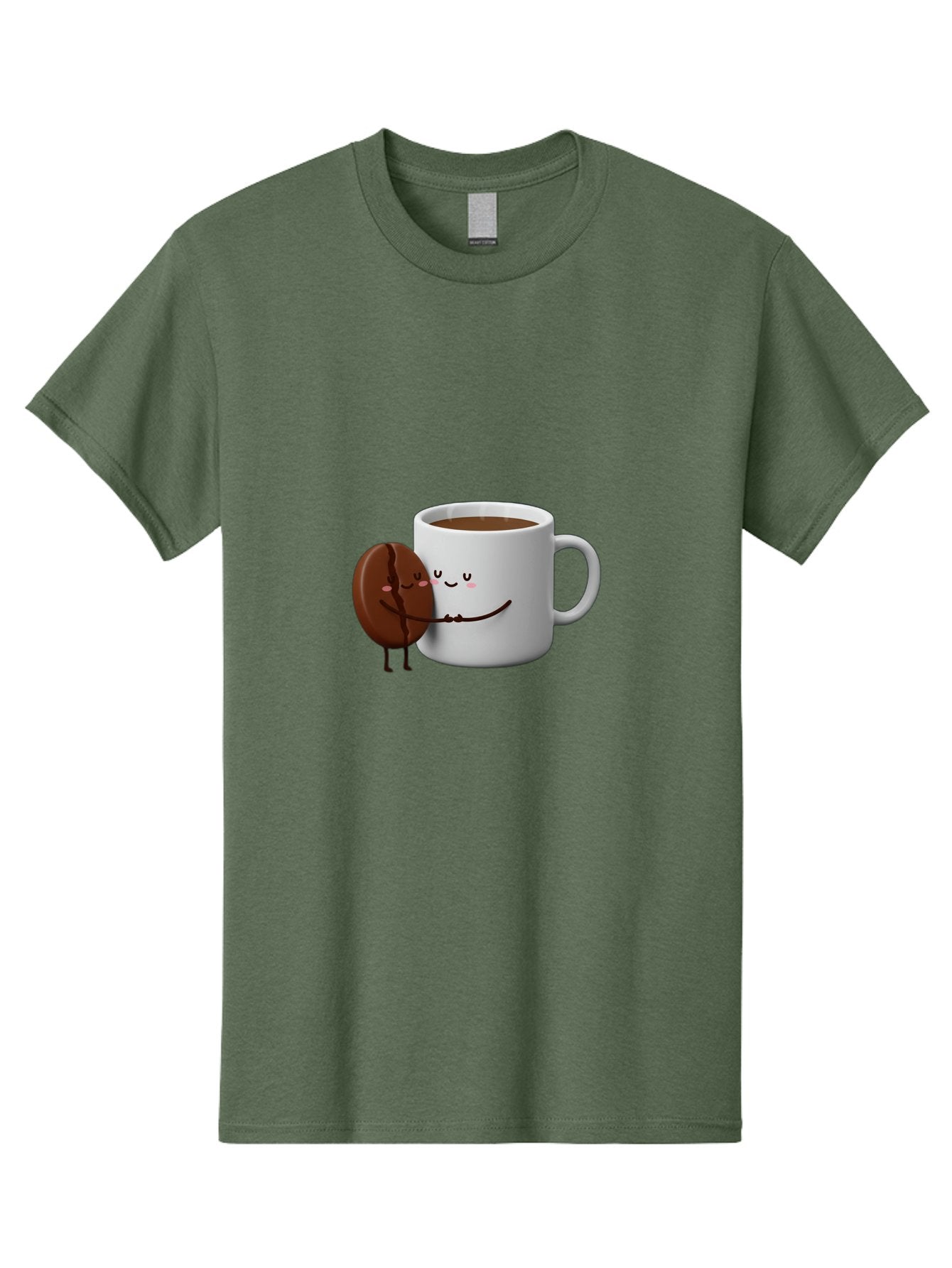 Coffee-Cup-And-Chocolate-Cookie Men'S Graphic Tee, 100% Cotton, Comfortable Casual Summer Wear, Machine Washable, Cartoon Coffee Mug, Chocolate Cookie, Smiling Faces, Cartoon Characters, Adorable Scene, Playful Illustration, Coffee Break, Bab793 4