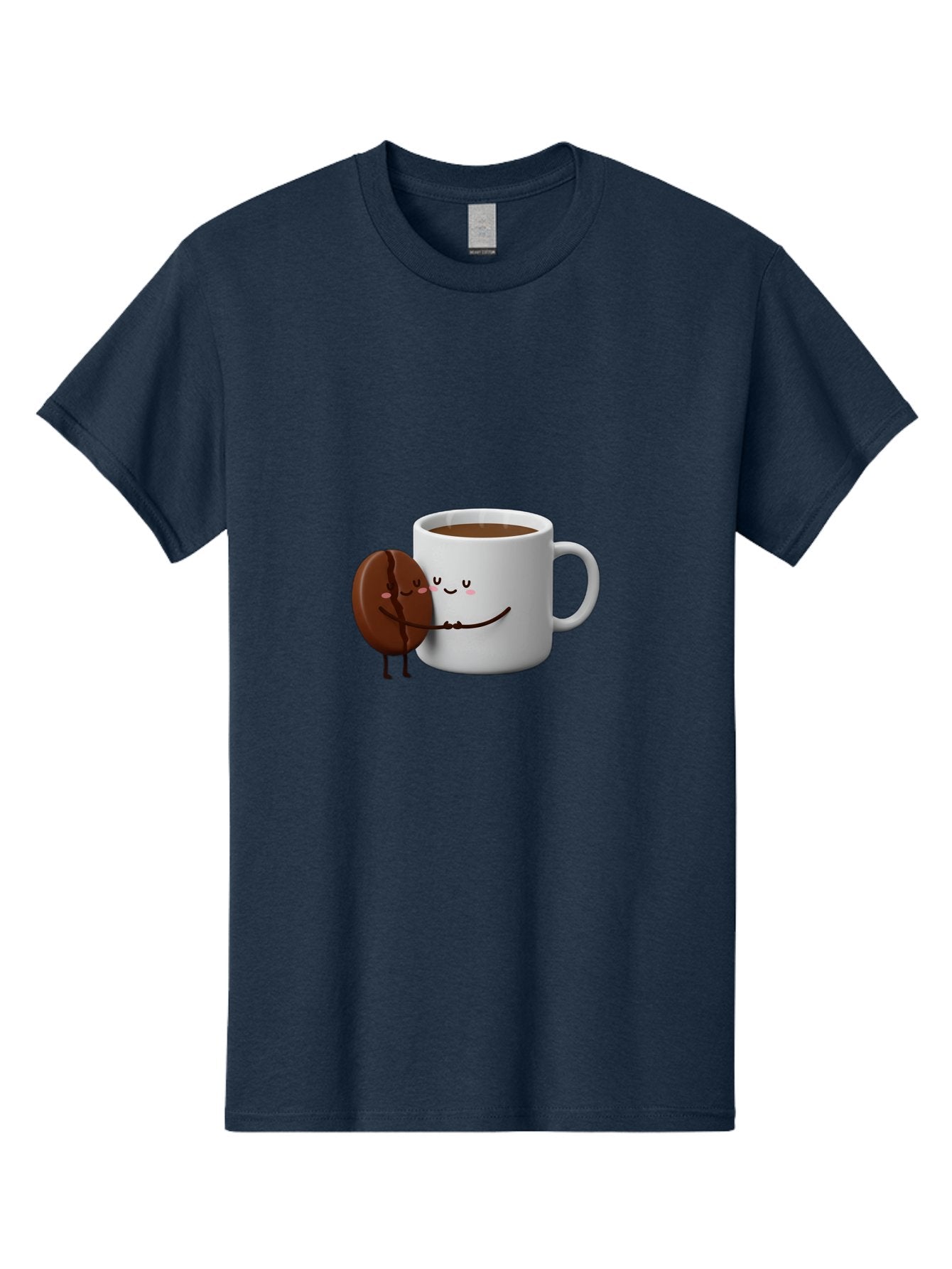 Coffee-Cup-And-Chocolate-Cookie Men'S Graphic Tee, 100% Cotton, Comfortable Casual Summer Wear, Machine Washable, Cartoon Coffee Mug, Chocolate Cookie, Smiling Faces, Cartoon Characters, Adorable Scene, Playful Illustration, Coffee Break, Bab793 5