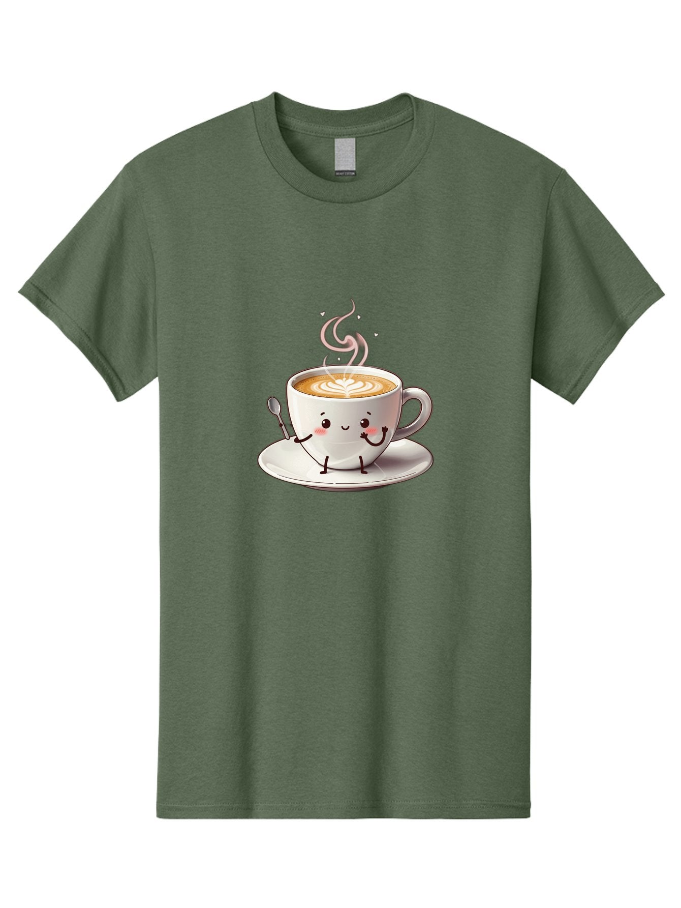 Coffee-Cup-Character-1 Men'S Graphic Tee, 100% Cotton, Comfortable Casual Summer Wear, Machine Washable, Cartoon Coffee Cup, Happy Face, Steaming Hot Coffee, Coffee Art, Cute Character, Kawaii Design, Latte Art, Coffee Culture, Bab794 6