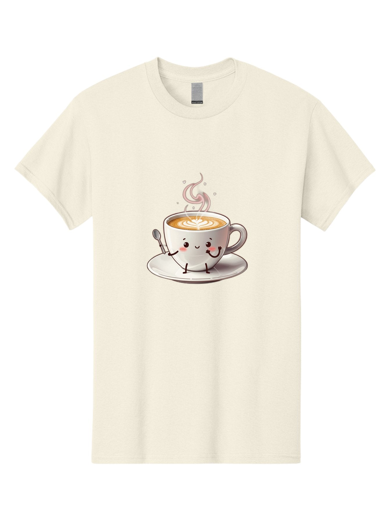 Coffee-Cup-Character-1 Men'S Graphic Tee, 100% Cotton, Comfortable Casual Summer Wear, Machine Washable, Cartoon Coffee Cup, Happy Face, Steaming Hot Coffee, Coffee Art, Cute Character, Kawaii Design, Latte Art, Coffee Culture, Bab794 9