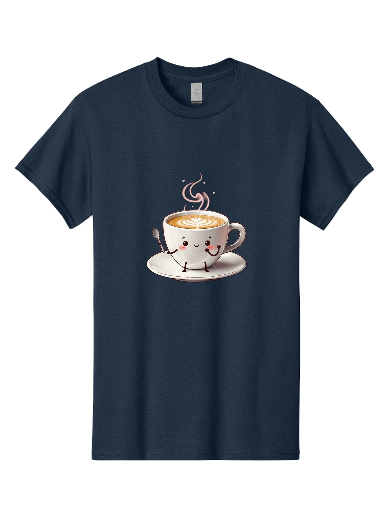 Coffee-Cup-Character-1 Men'S Graphic Tee, 100% Cotton, Comfortable Casual Summer Wear, Machine Washable, Cartoon Coffee Cup, Happy Face, Steaming Hot Coffee, Coffee Art, Cute Character, Kawaii Design, Latte Art, Coffee Culture, Bab794 11