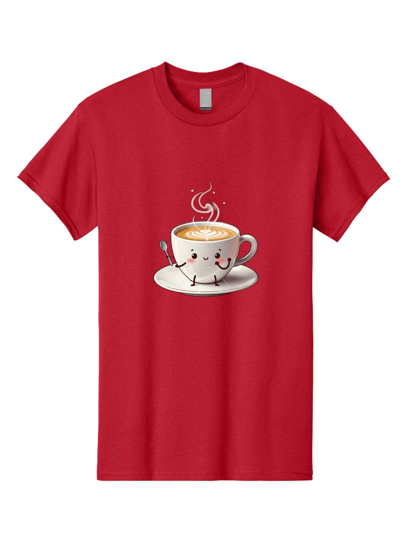 Coffee-Cup-Character-1 Men'S Graphic Tee, 100% Cotton, Comfortable Casual Summer Wear, Machine Washable, Cartoon Coffee Cup, Happy Face, Steaming Hot Coffee, Coffee Art, Cute Character, Kawaii Design, Latte Art, Coffee Culture, Bab794 3