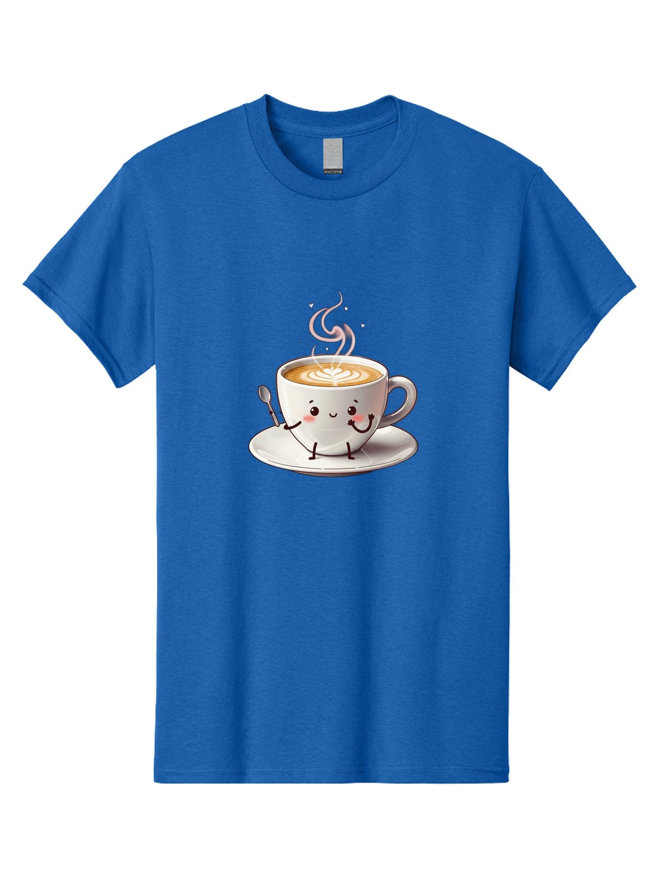 Coffee-Cup-Character-1 Men'S Graphic Tee, 100% Cotton, Comfortable Casual Summer Wear, Machine Washable, Cartoon Coffee Cup, Happy Face, Steaming Hot Coffee, Coffee Art, Cute Character, Kawaii Design, Latte Art, Coffee Culture, Bab794 8