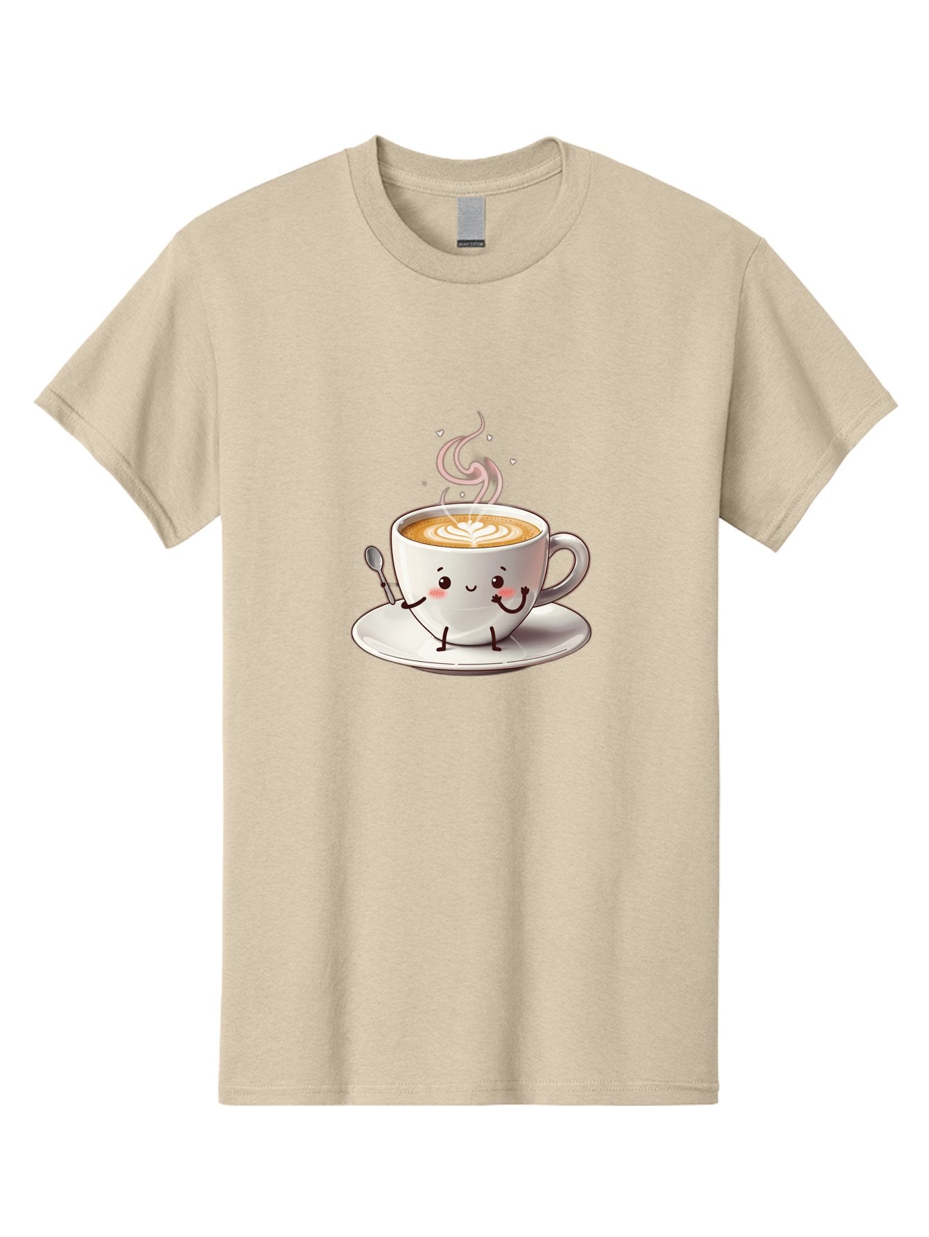 Coffee-Cup-Character-1 Men'S Graphic Tee, 100% Cotton, Comfortable Casual Summer Wear, Machine Washable, Cartoon Coffee Cup, Happy Face, Steaming Hot Coffee, Coffee Art, Cute Character, Kawaii Design, Latte Art, Coffee Culture, Bab794 7