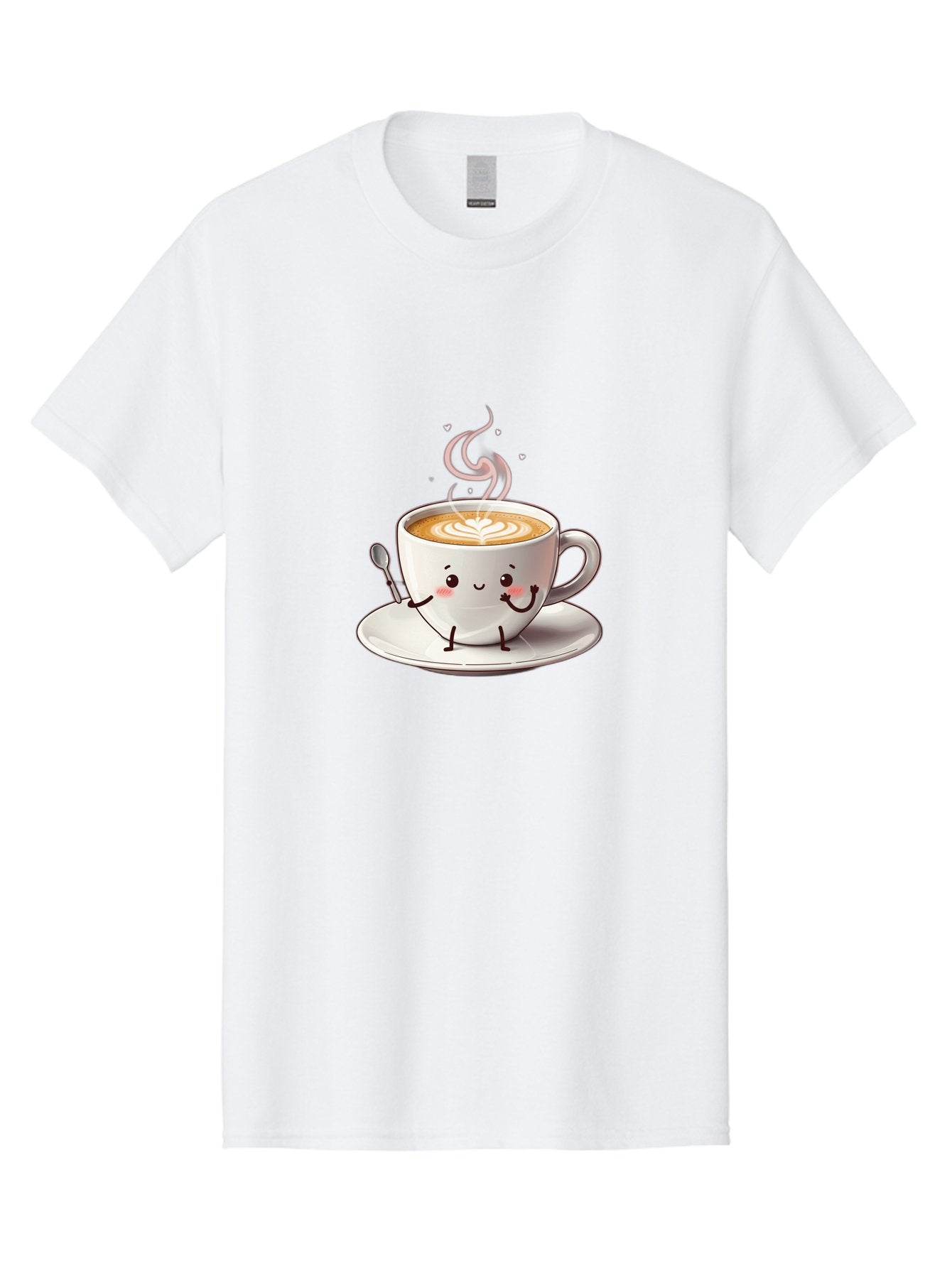 Coffee-Cup-Character-1 Men'S Graphic Tee, 100% Cotton, Comfortable Casual Summer Wear, Machine Washable, Cartoon Coffee Cup, Happy Face, Steaming Hot Coffee, Coffee Art, Cute Character, Kawaii Design, Latte Art, Coffee Culture, Bab794 4