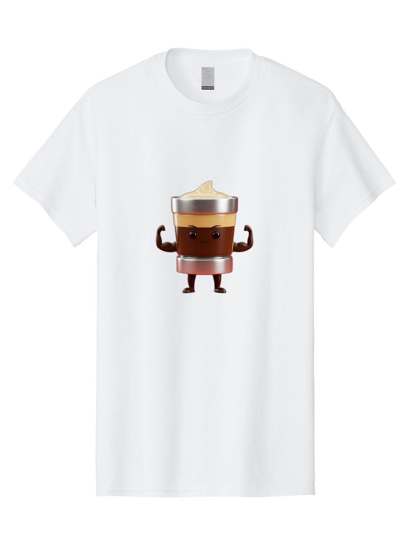 Coffee-Cup-Character Men'S Graphic Tee, 100% Cotton, Comfortable Casual Summer Wear, Machine Washable, Coffee Cup Character, Flexing Muscles, Strong Coffee, Cartoon Style, Playful Design, 3D Illustration, Coffee Lover, Morning Motivation Bab795 10