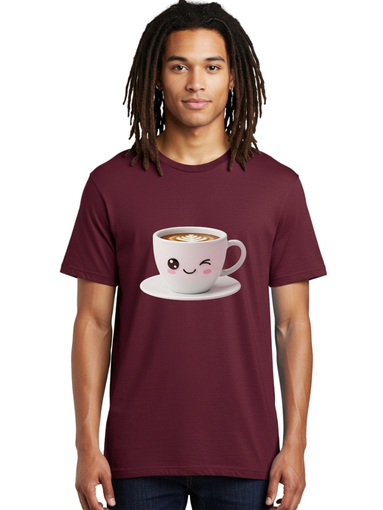 Coffee-Cup-Face Men'S Graphic Tee, 100% Cotton, Comfortable Casual Summer Wear, Machine Washable, Cute Coffee Cup, Coffee Latte Art, Kawaii Character, Adorable Face, Smiling Cup, Coffee Culture, Morning Coffee, Cartoon Style Bab796 16