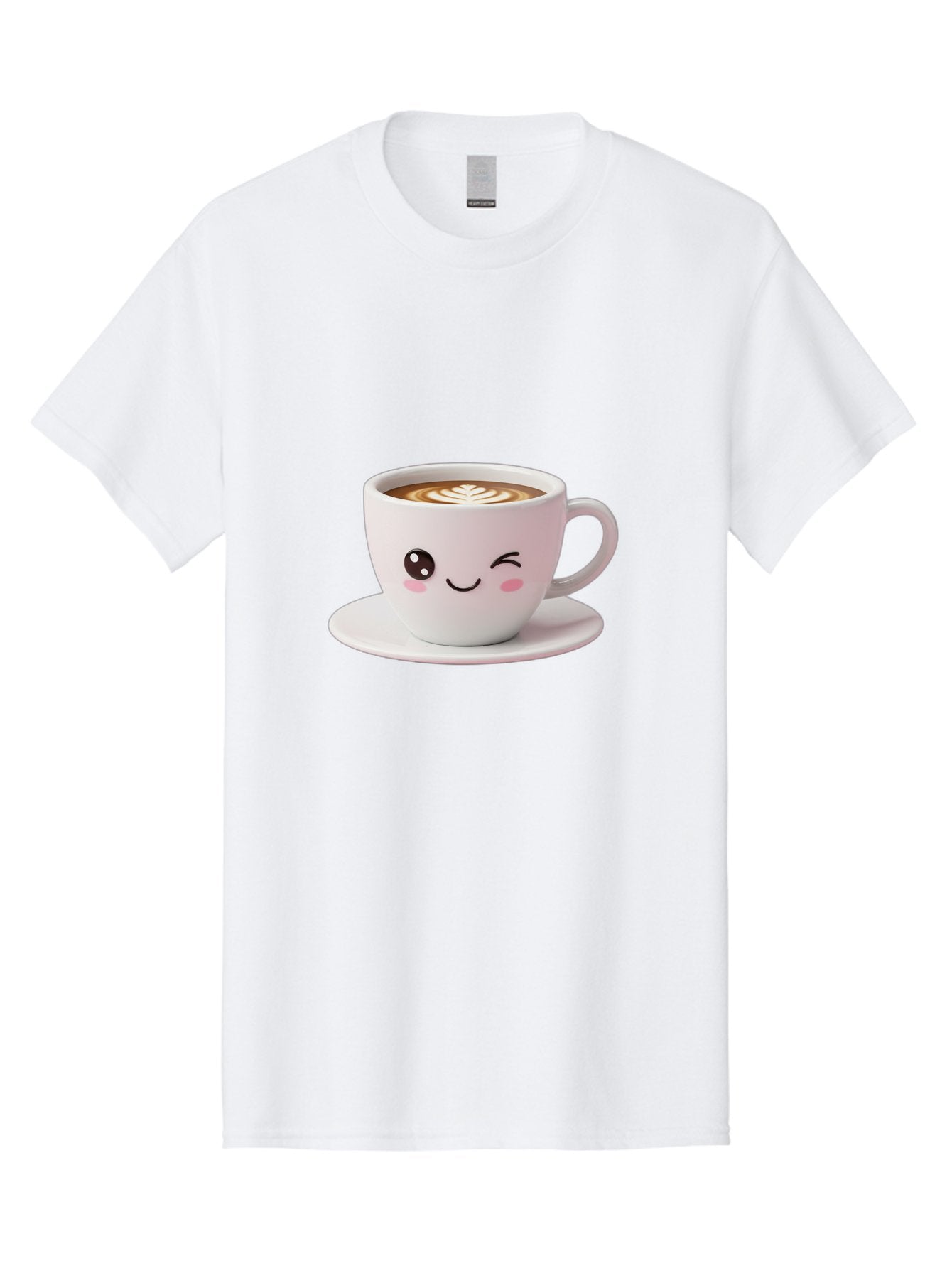 Coffee-Cup-Face Men'S Graphic Tee, 100% Cotton, Comfortable Casual Summer Wear, Machine Washable, Cute Coffee Cup, Coffee Latte Art, Kawaii Character, Adorable Face, Smiling Cup, Coffee Culture, Morning Coffee, Cartoon Style Bab796