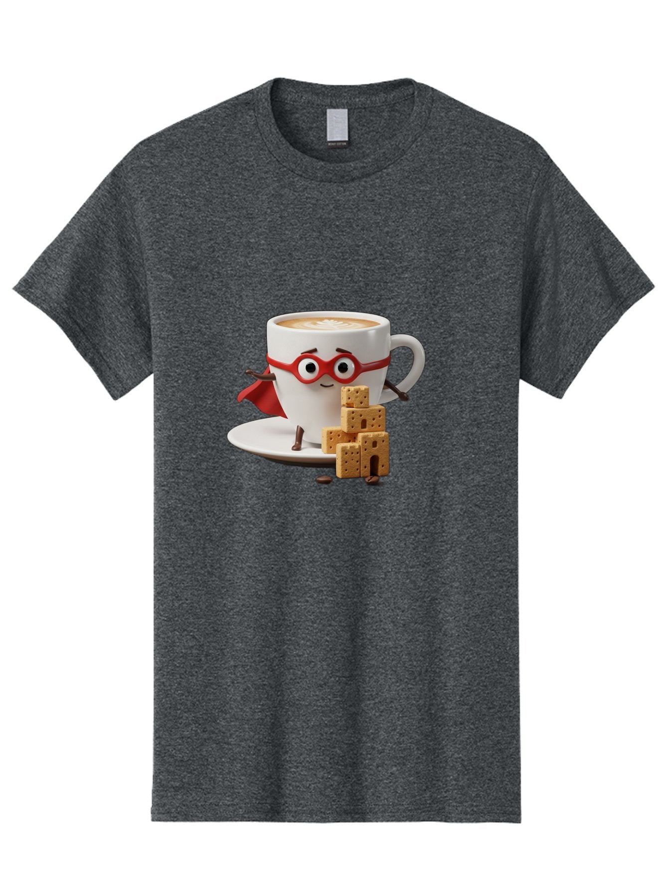 Coffee-Cup-Hero Men'S Graphic Tee, 100% Cotton, Comfortable Casual Summer Wear, Machine Washable, Coffee Cup With Face, Superhero Costume, Red Glasses, Cape, Biscuits, Chocolate Chips, Coffee Lover, Morning Routine, Funny Cartoon Bab797 6