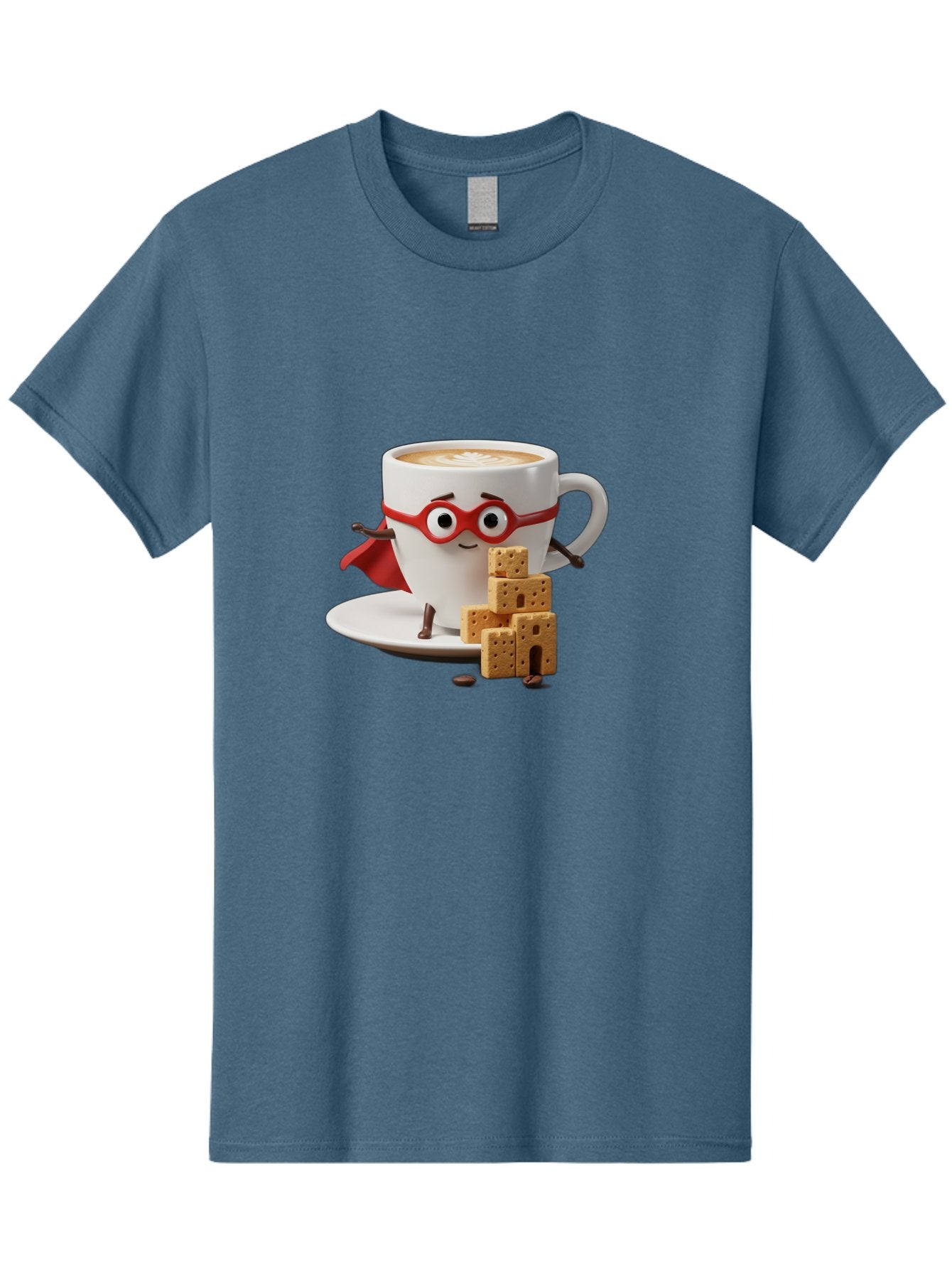 Coffee-Cup-Hero Men'S Graphic Tee, 100% Cotton, Comfortable Casual Summer Wear, Machine Washable, Coffee Cup With Face, Superhero Costume, Red Glasses, Cape, Biscuits, Chocolate Chips, Coffee Lover, Morning Routine, Funny Cartoon Bab797 15
