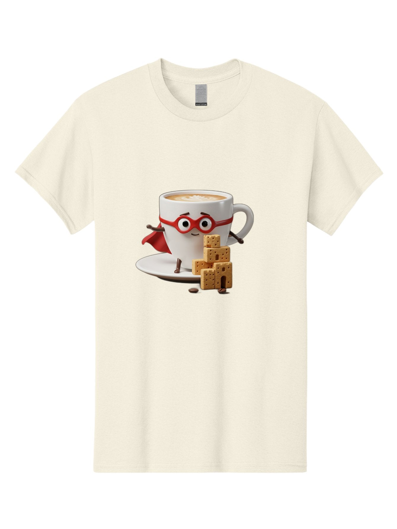Coffee-Cup-Hero Men'S Graphic Tee, 100% Cotton, Comfortable Casual Summer Wear, Machine Washable, Coffee Cup With Face, Superhero Costume, Red Glasses, Cape, Biscuits, Chocolate Chips, Coffee Lover, Morning Routine, Funny Cartoon Bab797 8