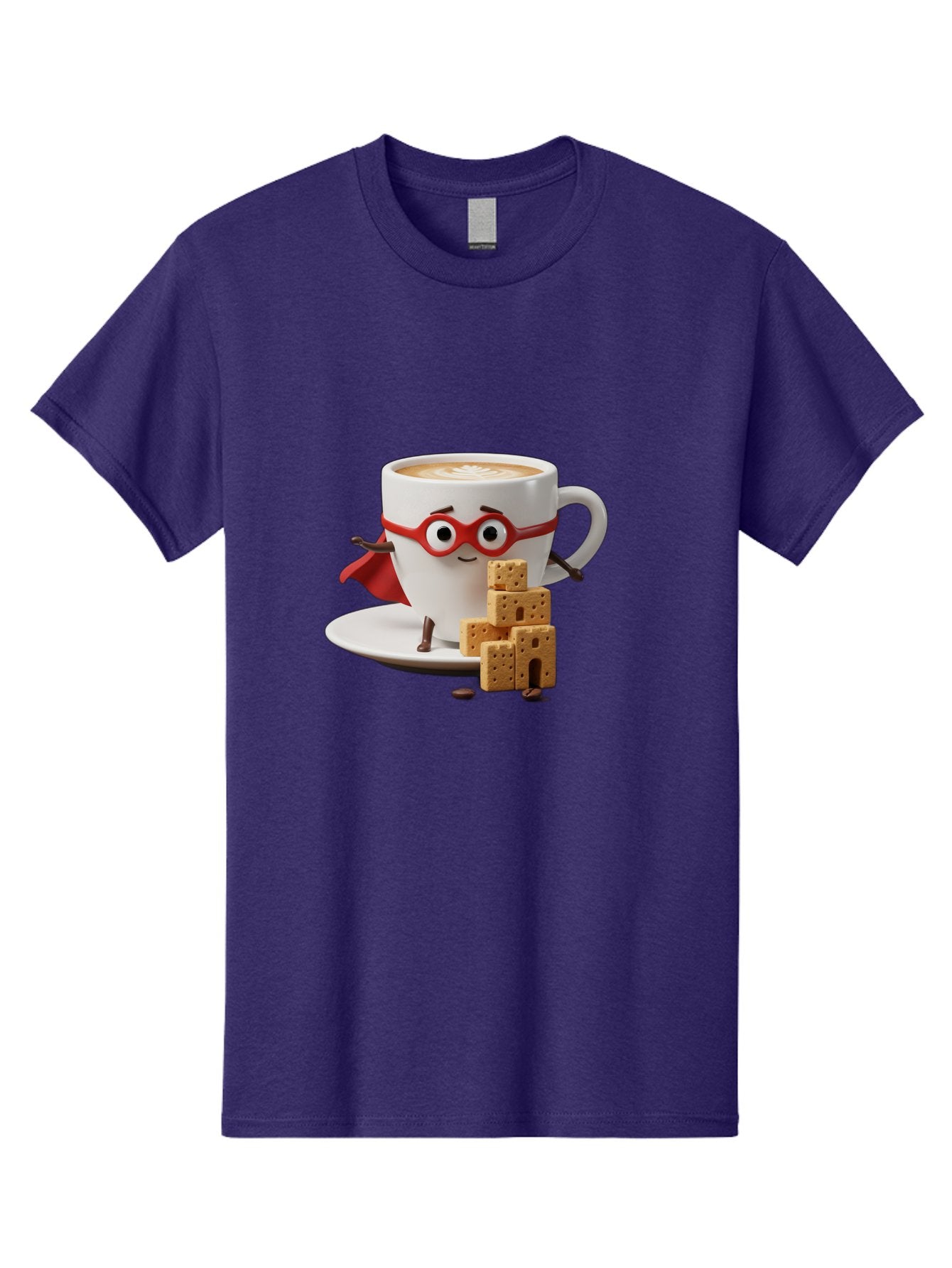 Coffee-Cup-Hero Men'S Graphic Tee, 100% Cotton, Comfortable Casual Summer Wear, Machine Washable, Coffee Cup With Face, Superhero Costume, Red Glasses, Cape, Biscuits, Chocolate Chips, Coffee Lover, Morning Routine, Funny Cartoon Bab797 11