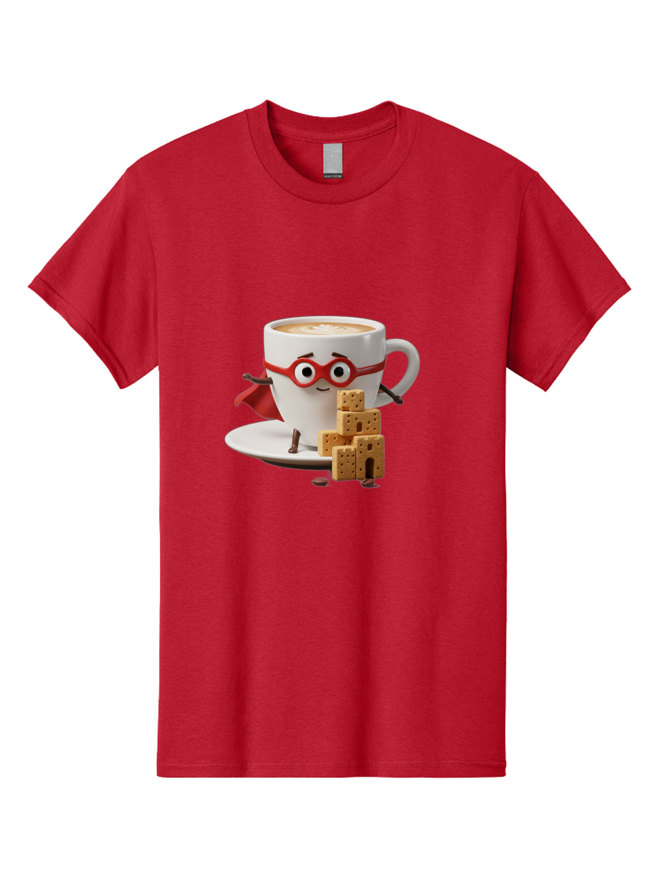Coffee-Cup-Hero Men'S Graphic Tee, 100% Cotton, Comfortable Casual Summer Wear, Machine Washable, Coffee Cup With Face, Superhero Costume, Red Glasses, Cape, Biscuits, Chocolate Chips, Coffee Lover, Morning Routine, Funny Cartoon Bab797 15