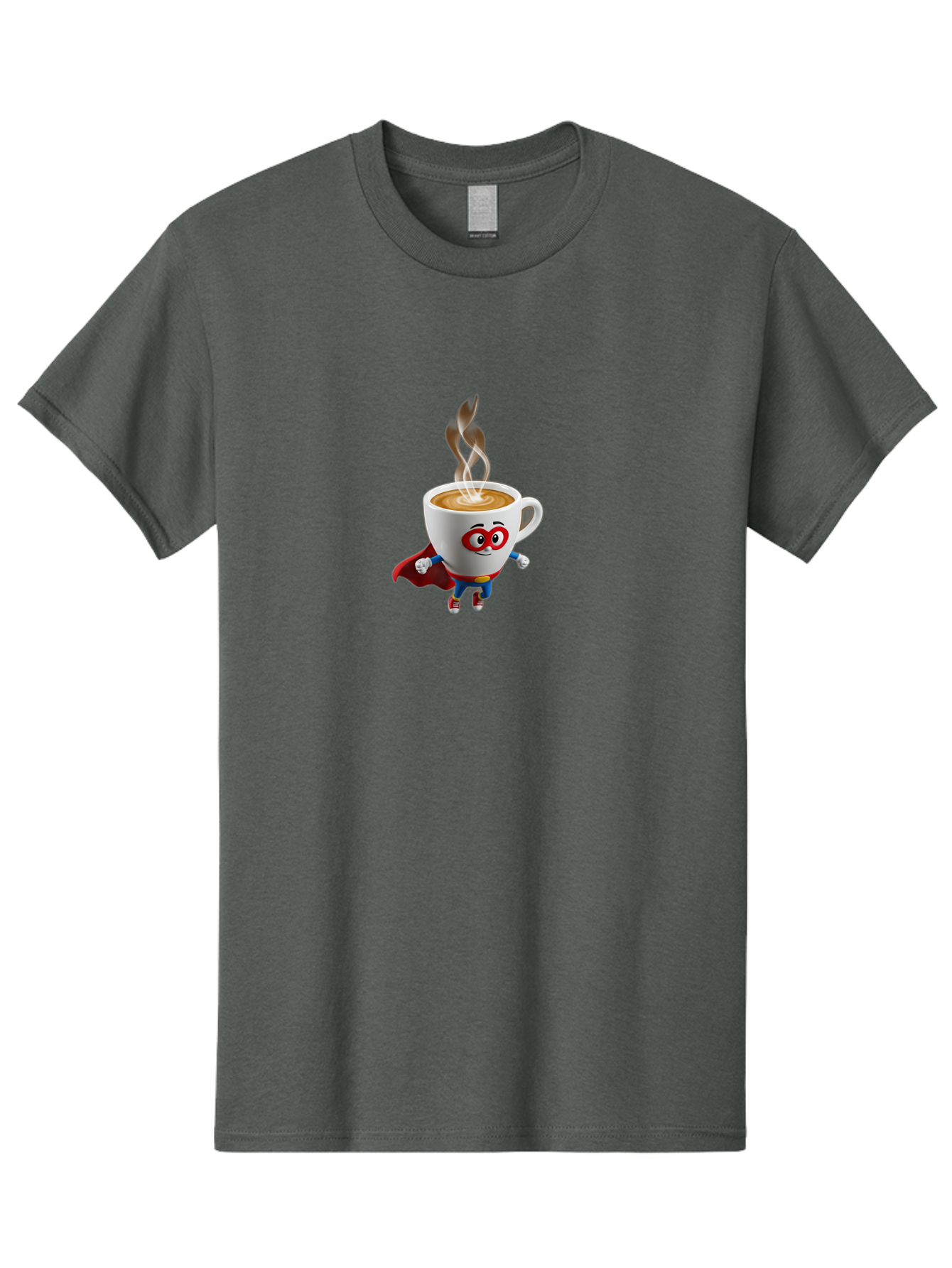 Coffee-Cup-Superhero Men'S Graphic Tee, 100% Cotton, Comfortable Casual Summer Wear, Machine Washable, Cartoon Coffee Cup, Superhero Character, Steaming Hot Coffee, Comic Style, Playful Design, Coffee Lover, Morning Motivation, Funny Artwork, Bab798 9