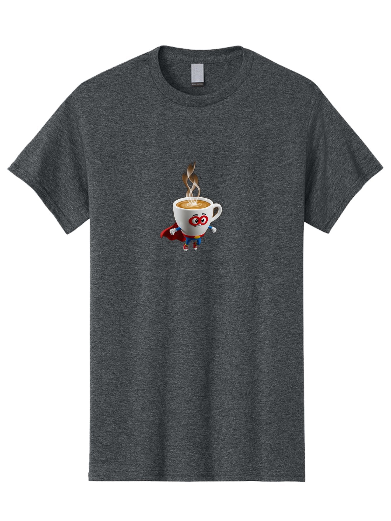 Coffee-Cup-Superhero Men'S Graphic Tee, 100% Cotton, Comfortable Casual Summer Wear, Machine Washable, Cartoon Coffee Cup, Superhero Character, Steaming Hot Coffee, Comic Style, Playful Design, Coffee Lover, Morning Motivation, Funny Artwork, Bab798 9