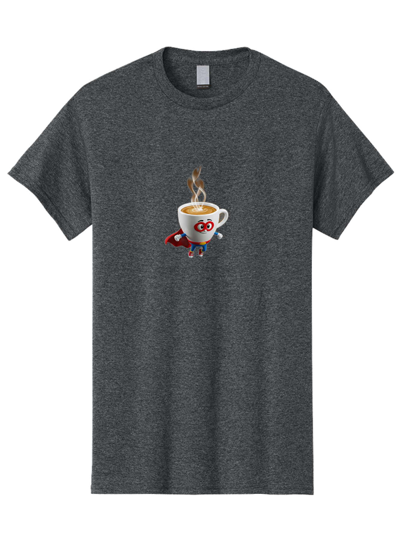 Coffee-Cup-Superhero Men'S Graphic Tee, 100% Cotton, Comfortable Casual Summer Wear, Machine Washable, Cartoon Coffee Cup, Superhero Character, Steaming Hot Coffee, Comic Style, Playful Design, Coffee Lover, Morning Motivation, Funny Artwork, Bab798 5