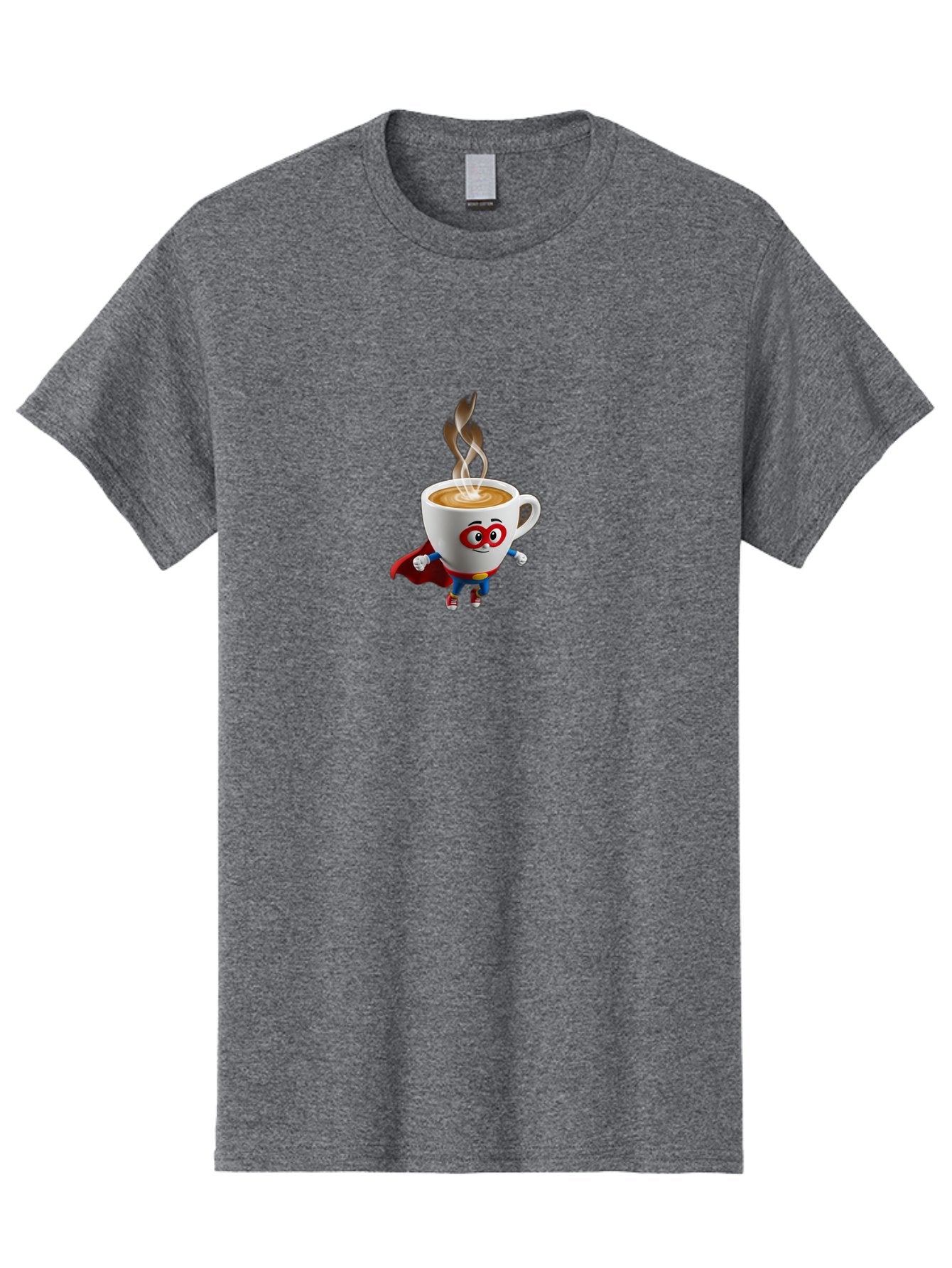 Coffee-Cup-Superhero Men'S Graphic Tee, 100% Cotton, Comfortable Casual Summer Wear, Machine Washable, Cartoon Coffee Cup, Superhero Character, Steaming Hot Coffee, Comic Style, Playful Design, Coffee Lover, Morning Motivation, Funny Artwork, Bab798 14