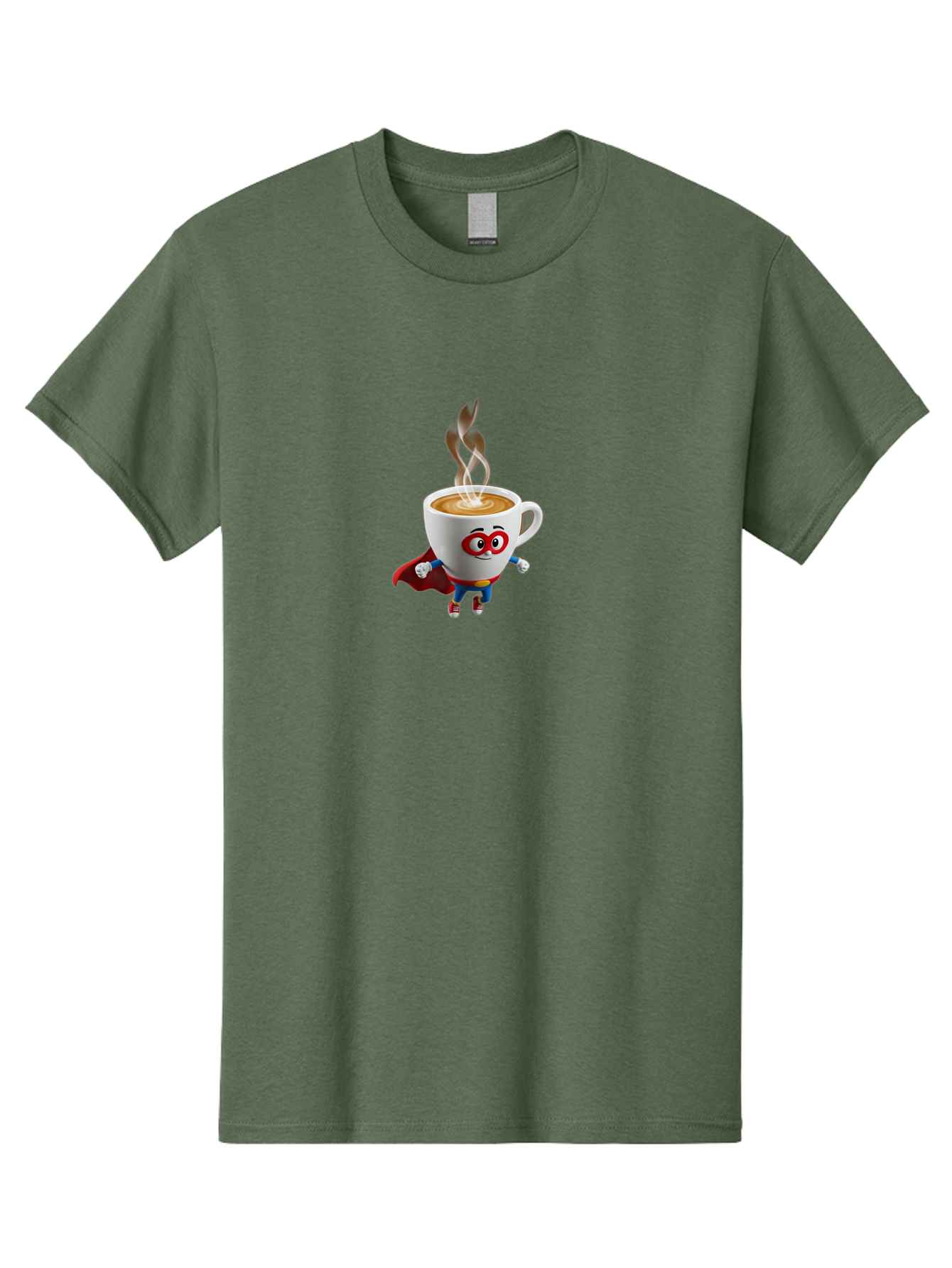 Coffee-Cup-Superhero Men'S Graphic Tee, 100% Cotton, Comfortable Casual Summer Wear, Machine Washable, Cartoon Coffee Cup, Superhero Character, Steaming Hot Coffee, Comic Style, Playful Design, Coffee Lover, Morning Motivation, Funny Artwork, Bab798 8