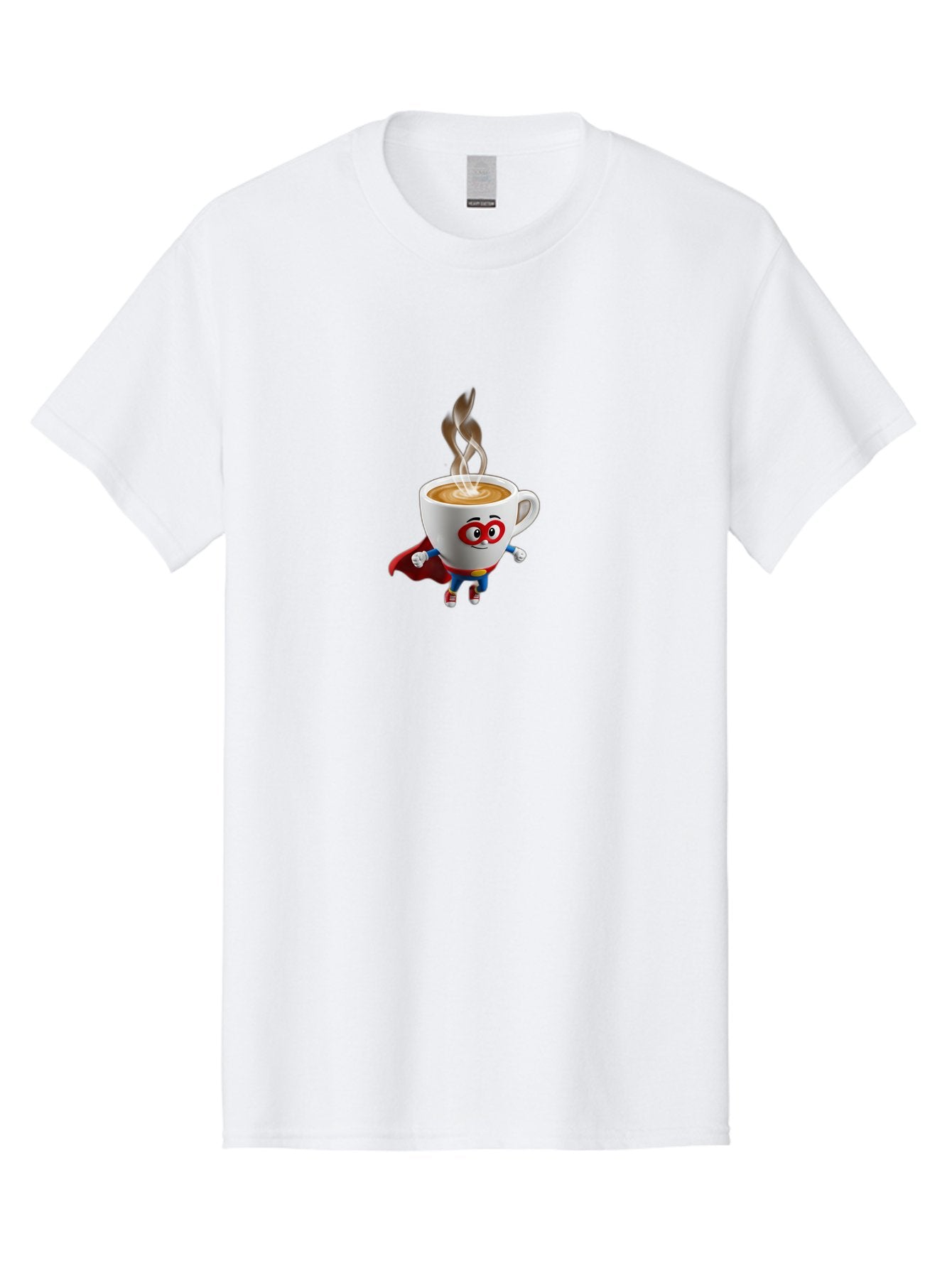Coffee-Cup-Superhero Men'S Graphic Tee, 100% Cotton, Comfortable Casual Summer Wear, Machine Washable, Cartoon Coffee Cup, Superhero Character, Steaming Hot Coffee, Comic Style, Playful Design, Coffee Lover, Morning Motivation, Funny Artwork, Bab798 13