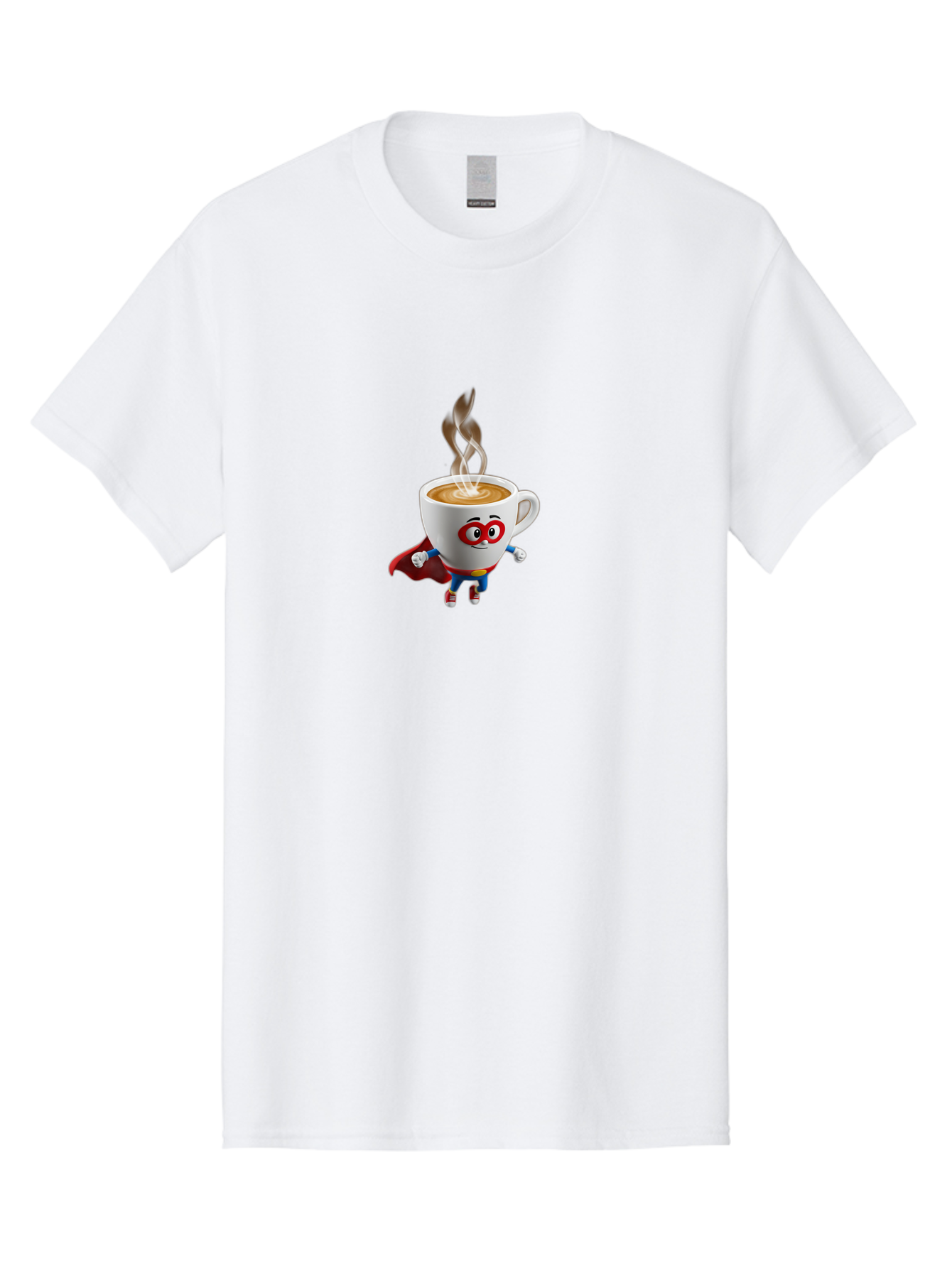 Coffee-Cup-Superhero Men'S Graphic Tee, 100% Cotton, Comfortable Casual Summer Wear, Machine Washable, Cartoon Coffee Cup, Superhero Character, Steaming Hot Coffee, Comic Style, Playful Design, Coffee Lover, Morning Motivation, Funny Artwork, Bab798 15
