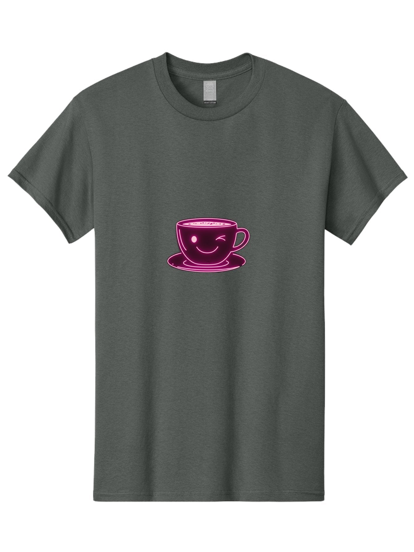 Coffee-Cup Men'S Graphic Tee, 100% Cotton, Comfortable Casual Summer Wear, Machine Washable, Happy Face, Coffee Break, Morning Pick-Me-Up, Caffeine Boost, Relaxed Vibe, Digital Illustration, Smiling Coffee Cup, Cartoon Character Bab800