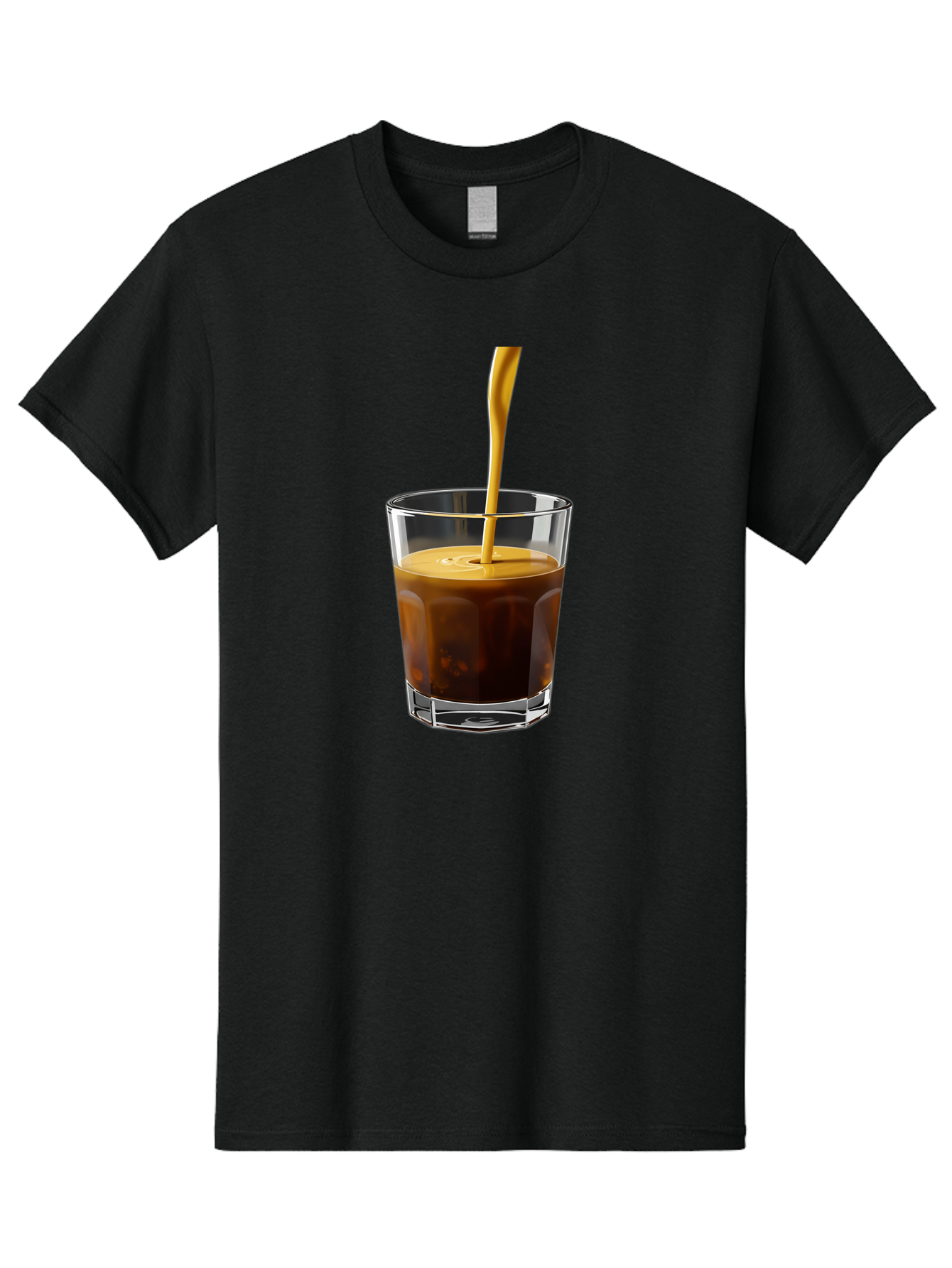 Coffee-In-Glass Men'S Graphic Tee, 100% Cotton, Comfortable Casual Summer Wear, Machine Washable, Coffee Being Poured, Espresso In A Glass, Coffee Drink, Creamy Texture, Rich Flavor, Coffee Lover, Morning Pick-Me-Up, Caffeine Fix Bab801 4