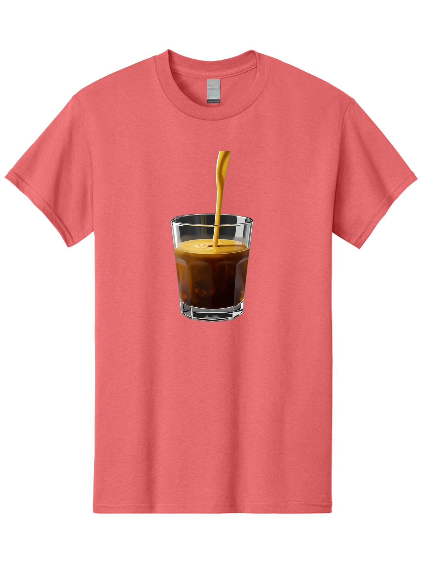 Coffee-In-Glass Men'S Graphic Tee, 100% Cotton, Comfortable Casual Summer Wear, Machine Washable, Coffee Being Poured, Espresso In A Glass, Coffee Drink, Creamy Texture, Rich Flavor, Coffee Lover, Morning Pick-Me-Up, Caffeine Fix Bab801 6