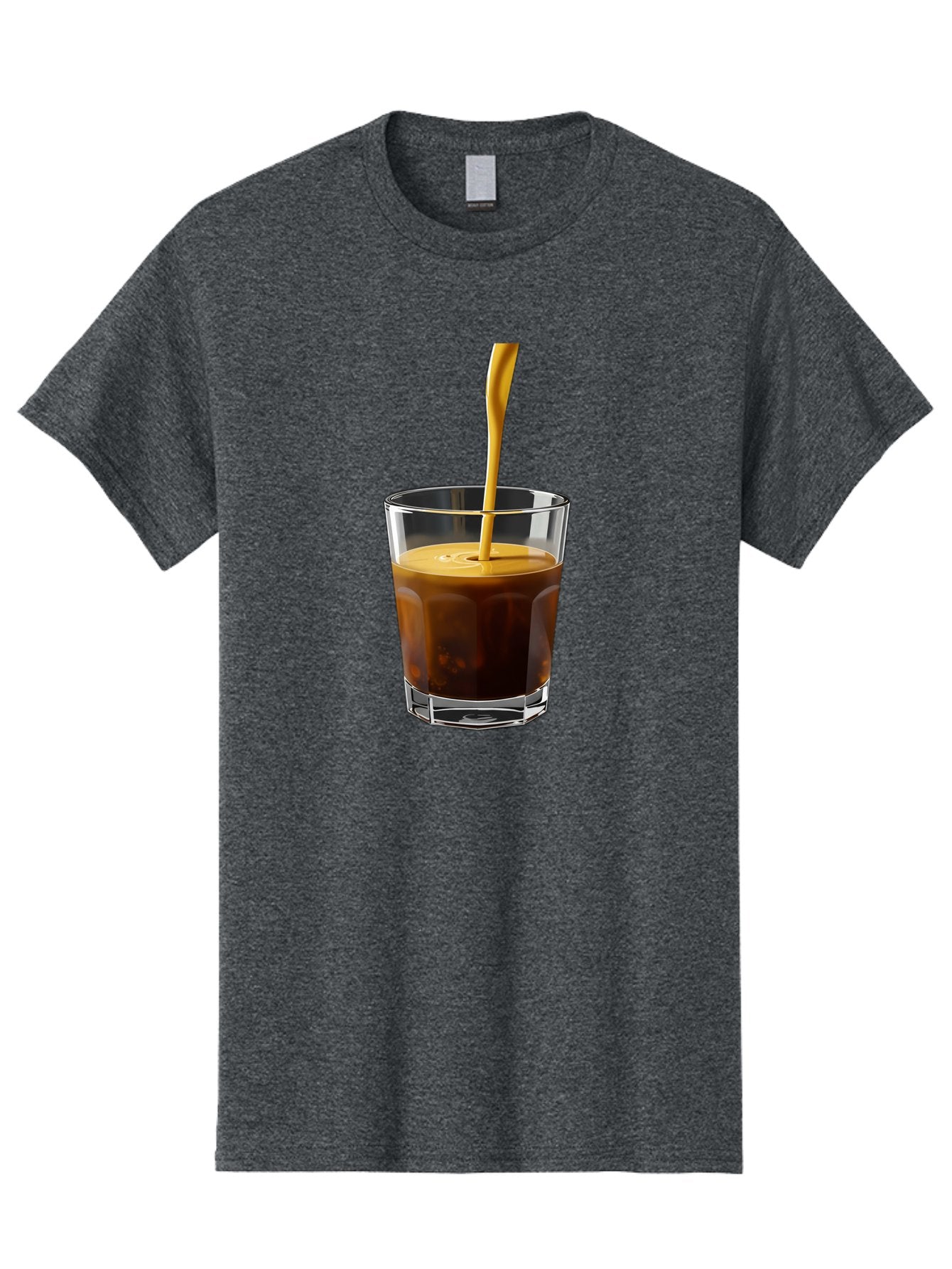 Coffee-In-Glass Men'S Graphic Tee, 100% Cotton, Comfortable Casual Summer Wear, Machine Washable, Coffee Being Poured, Espresso In A Glass, Coffee Drink, Creamy Texture, Rich Flavor, Coffee Lover, Morning Pick-Me-Up, Caffeine Fix Bab801 3