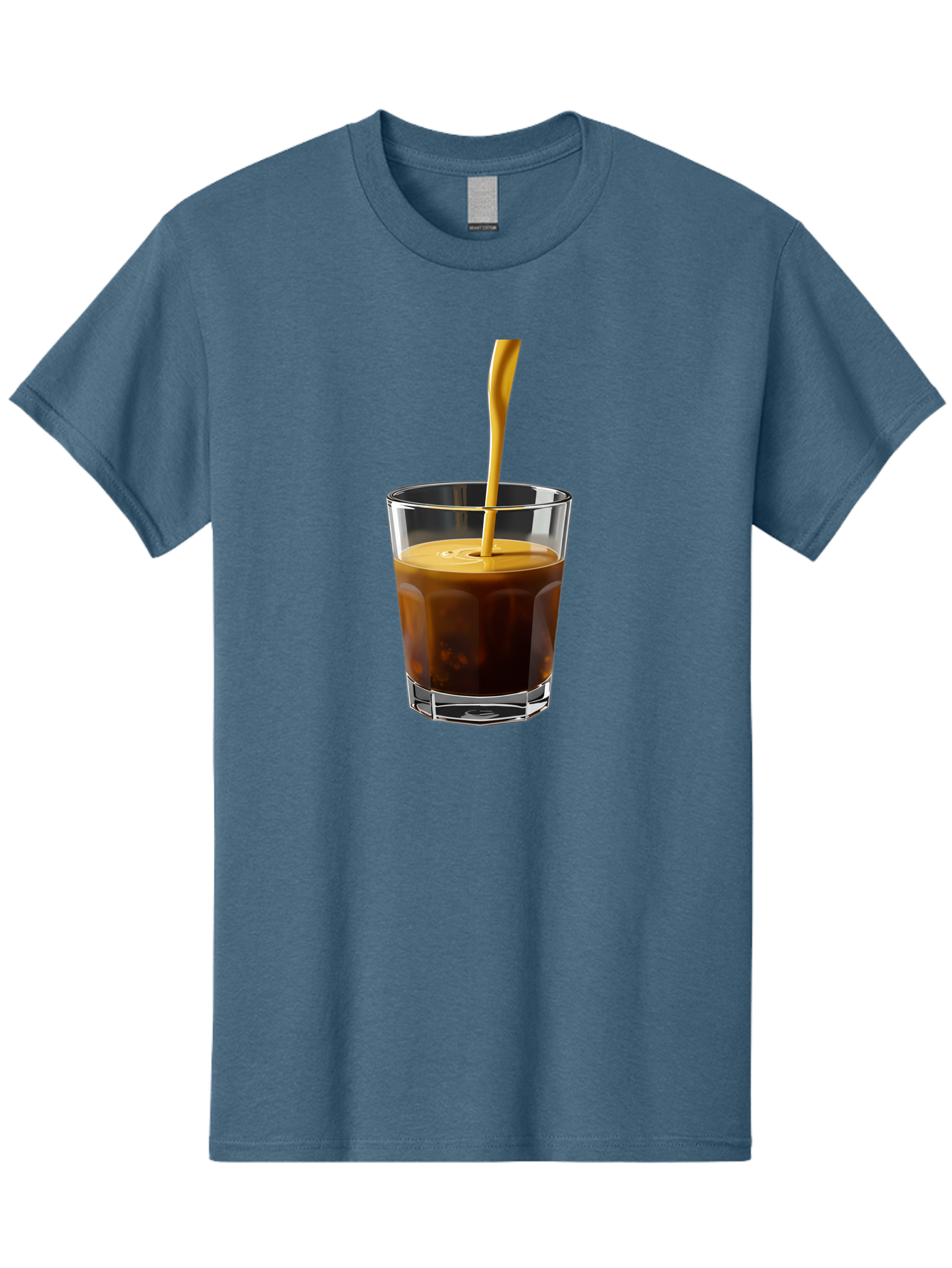 Coffee-In-Glass Men'S Graphic Tee, 100% Cotton, Comfortable Casual Summer Wear, Machine Washable, Coffee Being Poured, Espresso In A Glass, Coffee Drink, Creamy Texture, Rich Flavor, Coffee Lover, Morning Pick-Me-Up, Caffeine Fix Bab801 3
