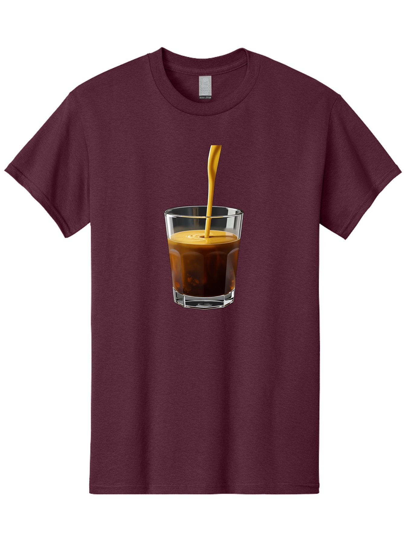Coffee-In-Glass Men'S Graphic Tee, 100% Cotton, Comfortable Casual Summer Wear, Machine Washable, Coffee Being Poured, Espresso In A Glass, Coffee Drink, Creamy Texture, Rich Flavor, Coffee Lover, Morning Pick-Me-Up, Caffeine Fix Bab801 6