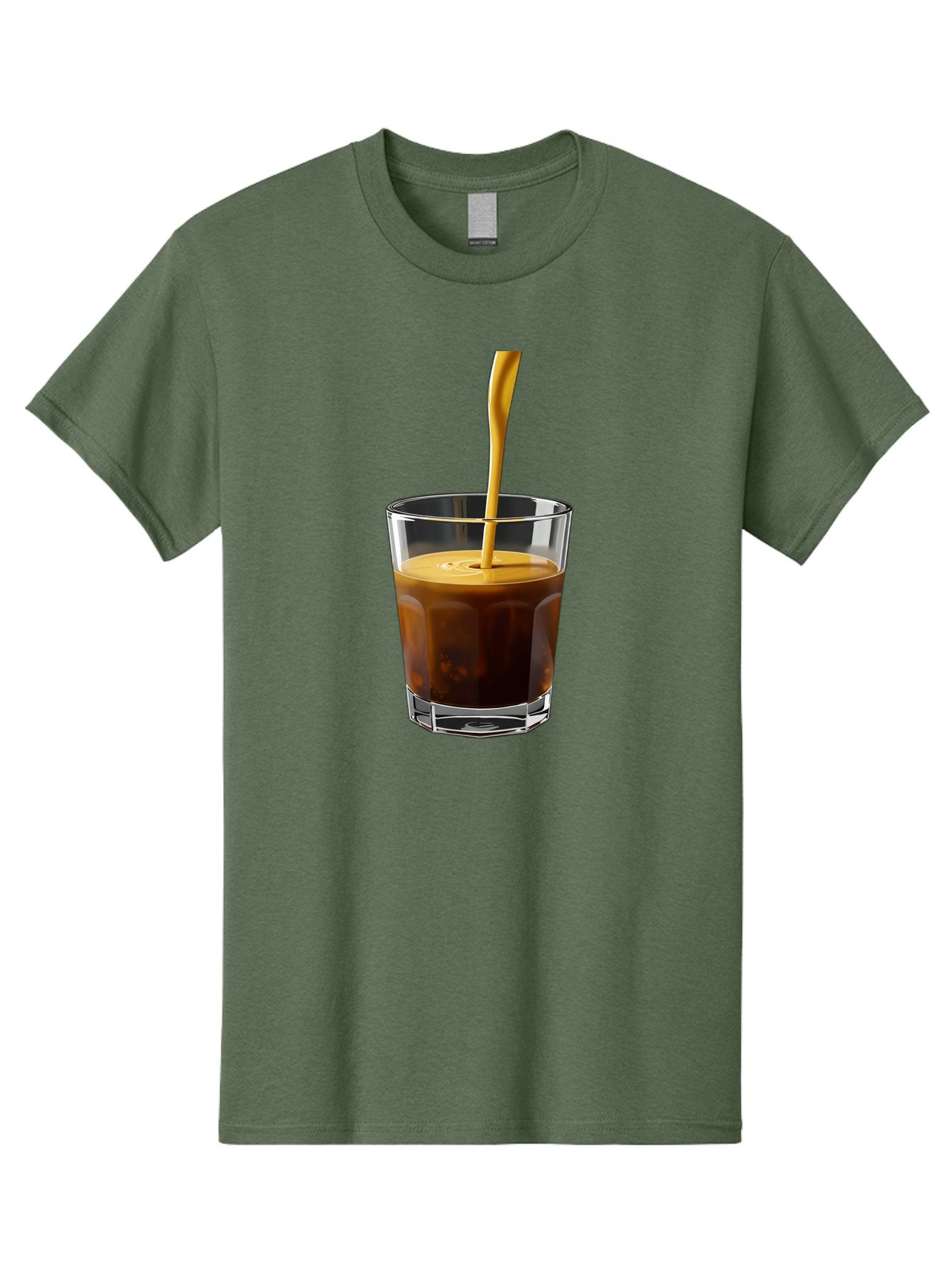 Coffee-In-Glass Men'S Graphic Tee, 100% Cotton, Comfortable Casual Summer Wear, Machine Washable, Coffee Being Poured, Espresso In A Glass, Coffee Drink, Creamy Texture, Rich Flavor, Coffee Lover, Morning Pick-Me-Up, Caffeine Fix Bab801 15