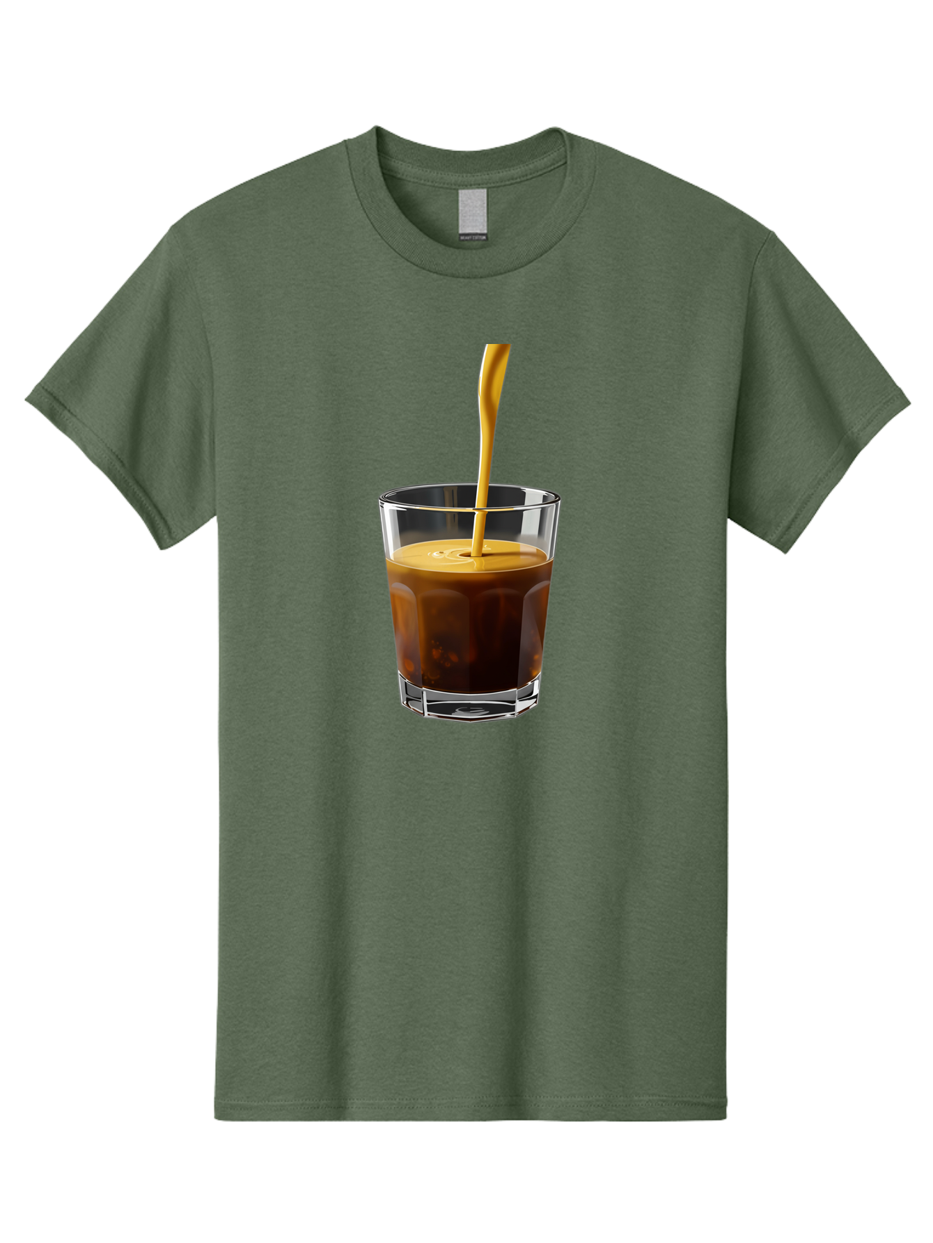 Coffee-In-Glass Men'S Graphic Tee, 100% Cotton, Comfortable Casual Summer Wear, Machine Washable, Coffee Being Poured, Espresso In A Glass, Coffee Drink, Creamy Texture, Rich Flavor, Coffee Lover, Morning Pick-Me-Up, Caffeine Fix Bab801