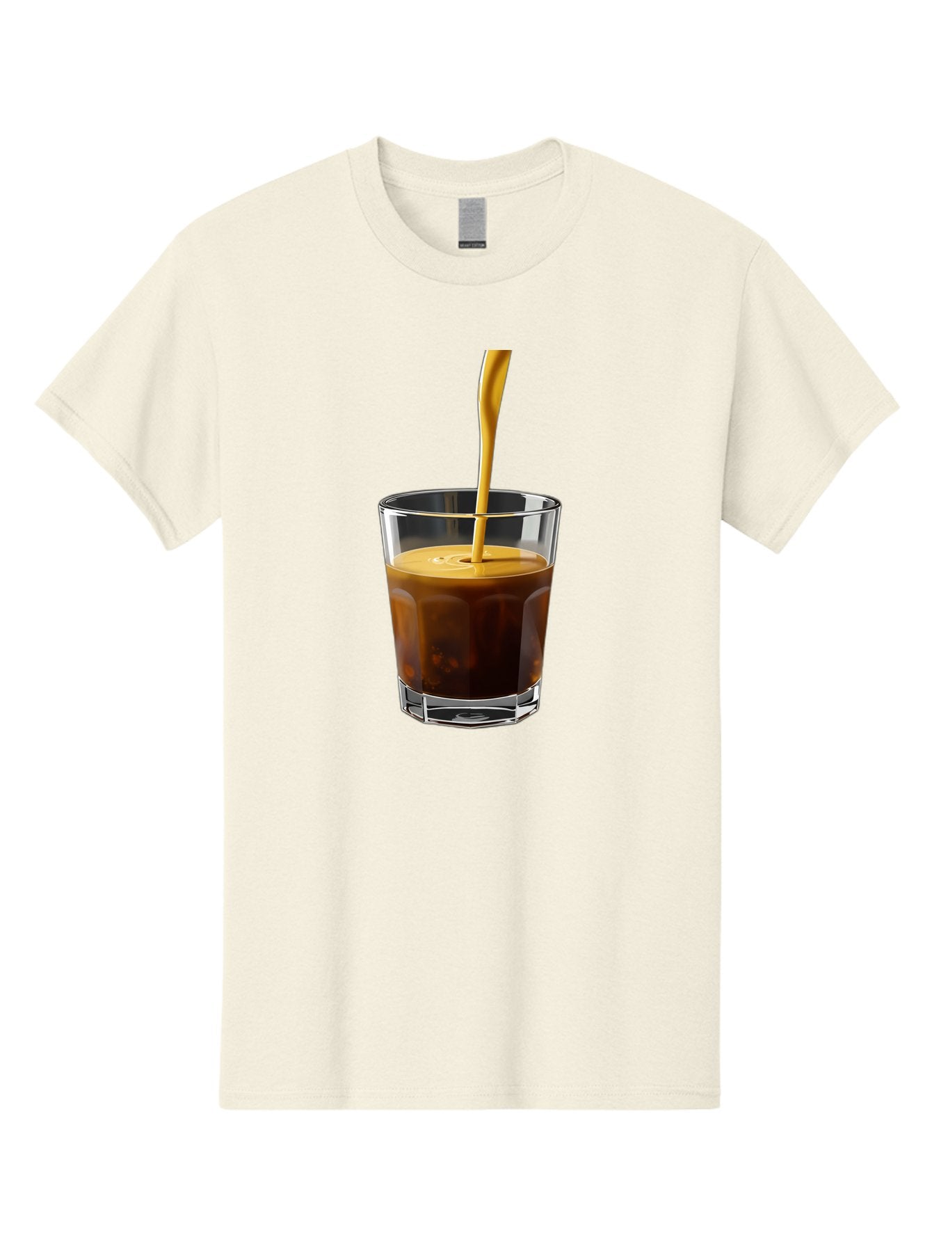 Coffee-In-Glass Men'S Graphic Tee, 100% Cotton, Comfortable Casual Summer Wear, Machine Washable, Coffee Being Poured, Espresso In A Glass, Coffee Drink, Creamy Texture, Rich Flavor, Coffee Lover, Morning Pick-Me-Up, Caffeine Fix Bab801
