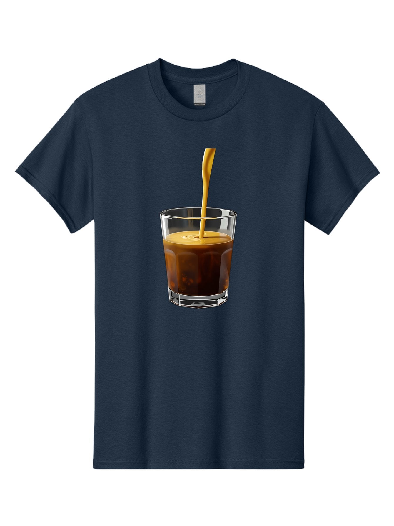 Coffee-In-Glass Men'S Graphic Tee, 100% Cotton, Comfortable Casual Summer Wear, Machine Washable, Coffee Being Poured, Espresso In A Glass, Coffee Drink, Creamy Texture, Rich Flavor, Coffee Lover, Morning Pick-Me-Up, Caffeine Fix Bab801 4