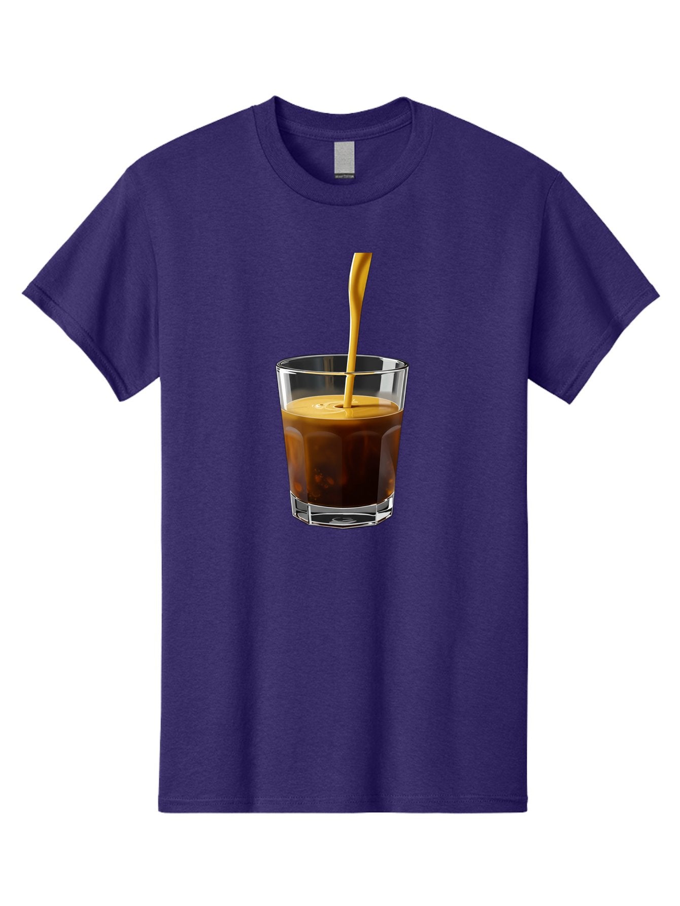 Coffee-In-Glass Men'S Graphic Tee, 100% Cotton, Comfortable Casual Summer Wear, Machine Washable, Coffee Being Poured, Espresso In A Glass, Coffee Drink, Creamy Texture, Rich Flavor, Coffee Lover, Morning Pick-Me-Up, Caffeine Fix Bab801