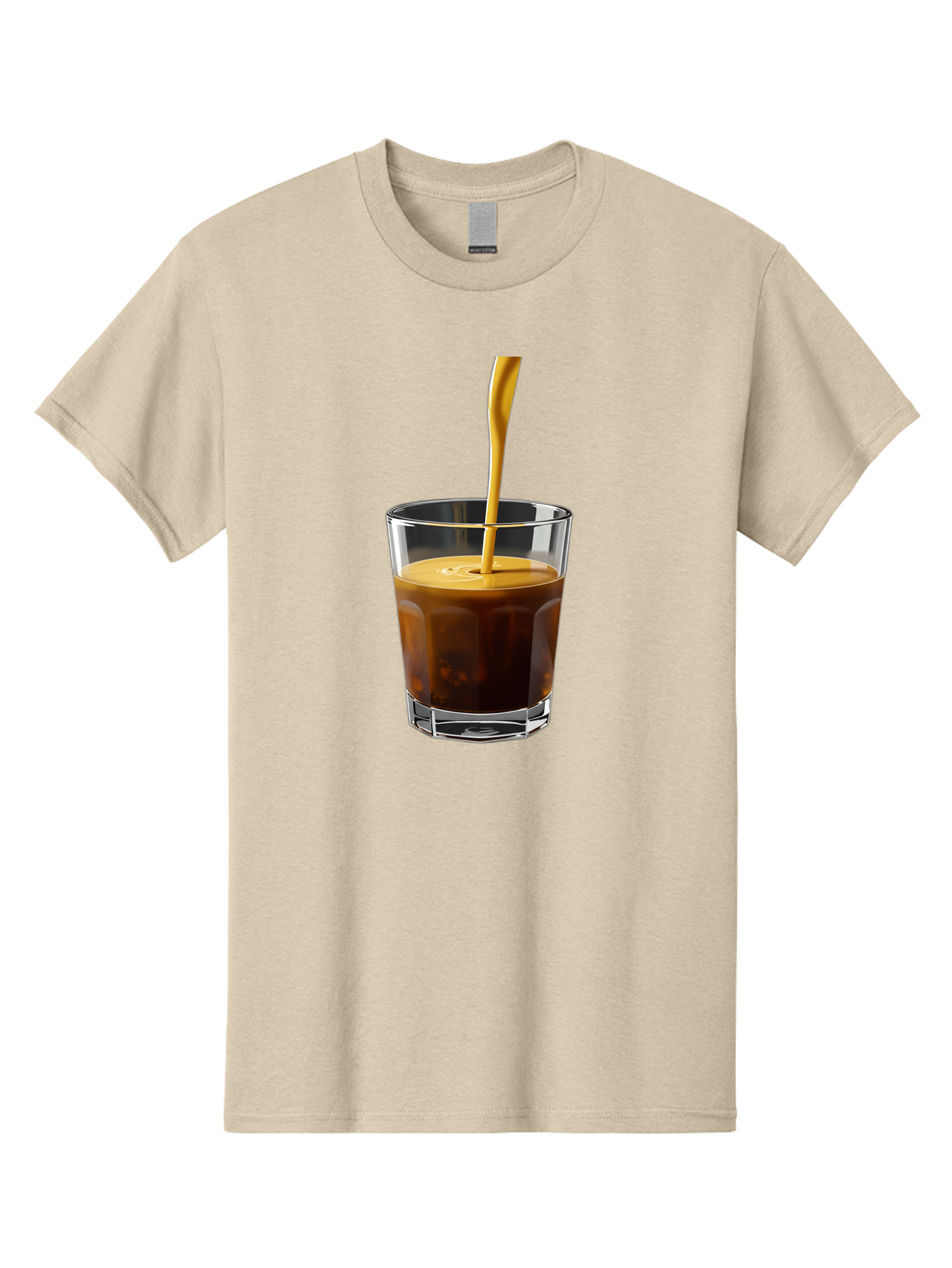Coffee-In-Glass Men'S Graphic Tee, 100% Cotton, Comfortable Casual Summer Wear, Machine Washable, Coffee Being Poured, Espresso In A Glass, Coffee Drink, Creamy Texture, Rich Flavor, Coffee Lover, Morning Pick-Me-Up, Caffeine Fix Bab801 5