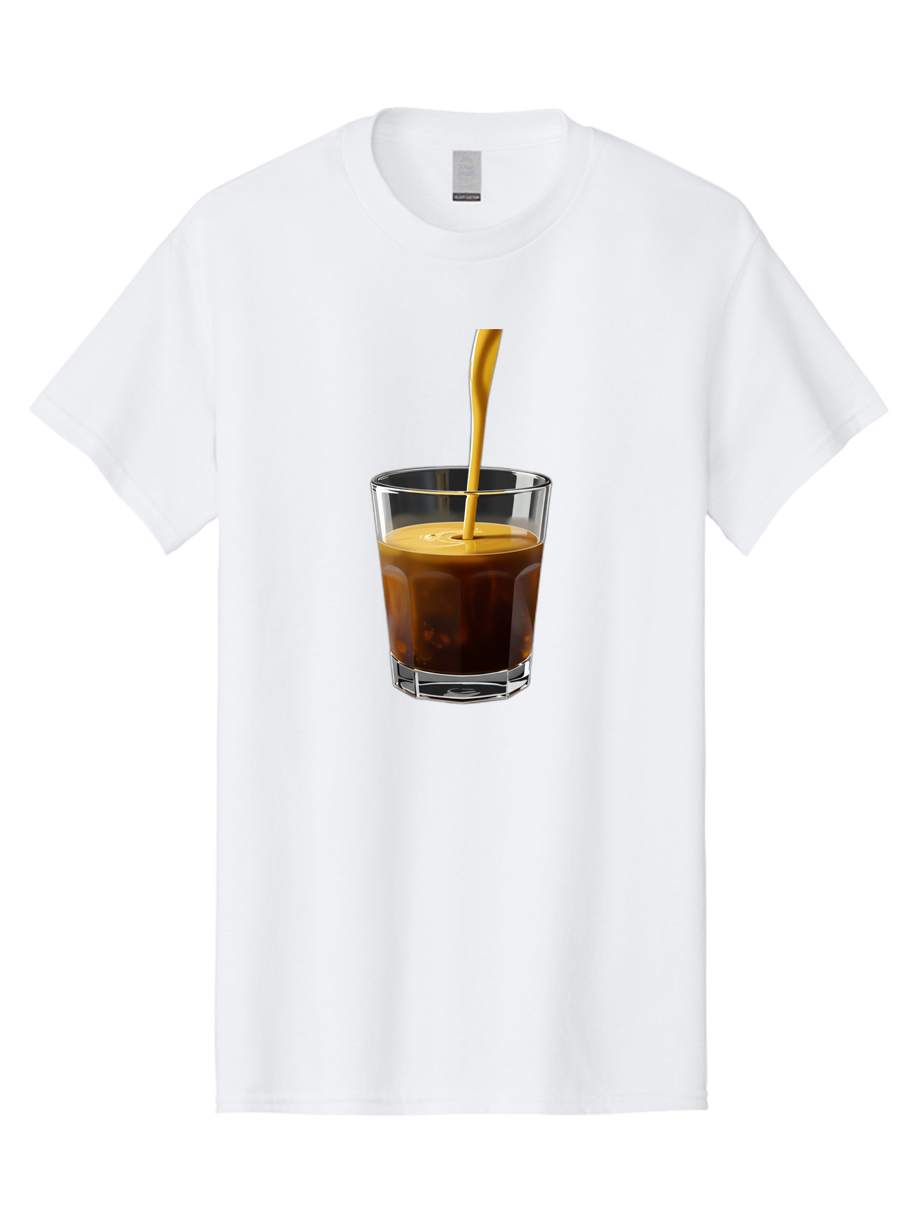 Coffee-In-Glass Men'S Graphic Tee, 100% Cotton, Comfortable Casual Summer Wear, Machine Washable, Coffee Being Poured, Espresso In A Glass, Coffee Drink, Creamy Texture, Rich Flavor, Coffee Lover, Morning Pick-Me-Up, Caffeine Fix Bab801