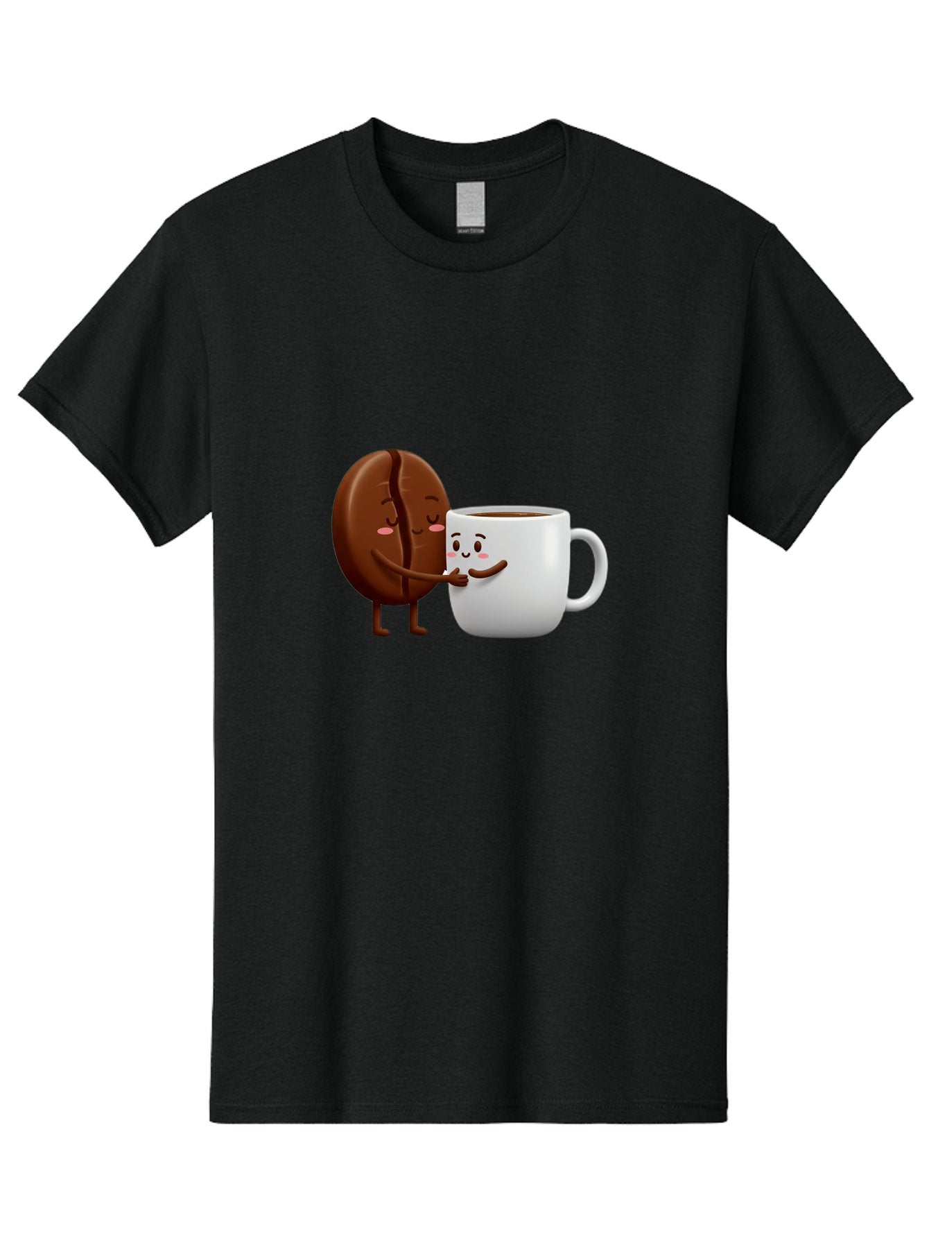 Coffee-Kissing Men'S Graphic Tee, 100% Cotton, Comfortable Casual Summer Wear, Machine Washable, Cartoon Cookie, Coffee Mug, Anthropomorphic Characters, Smiling Faces, Friendly Interaction, Chocolate Cookie, Coffee Drink, Bab802 5