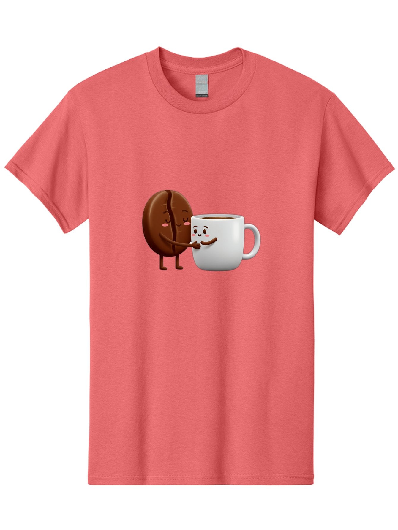 Coffee-Kissing Men'S Graphic Tee, 100% Cotton, Comfortable Casual Summer Wear, Machine Washable, Cartoon Cookie, Coffee Mug, Anthropomorphic Characters, Smiling Faces, Friendly Interaction, Chocolate Cookie, Coffee Drink, Bab802 14