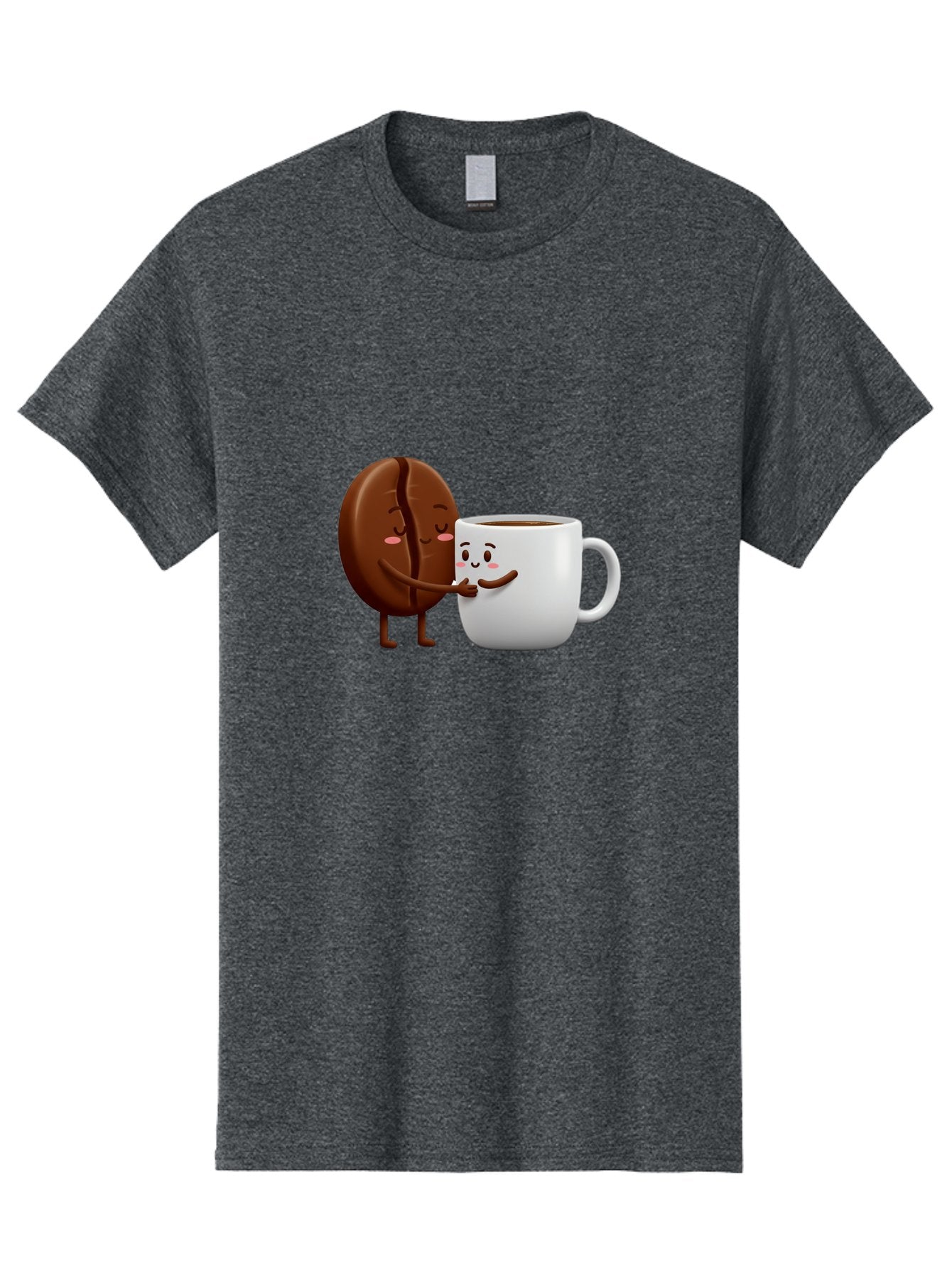 Coffee-Kissing Men'S Graphic Tee, 100% Cotton, Comfortable Casual Summer Wear, Machine Washable, Cartoon Cookie, Coffee Mug, Anthropomorphic Characters, Smiling Faces, Friendly Interaction, Chocolate Cookie, Coffee Drink, Bab802 9