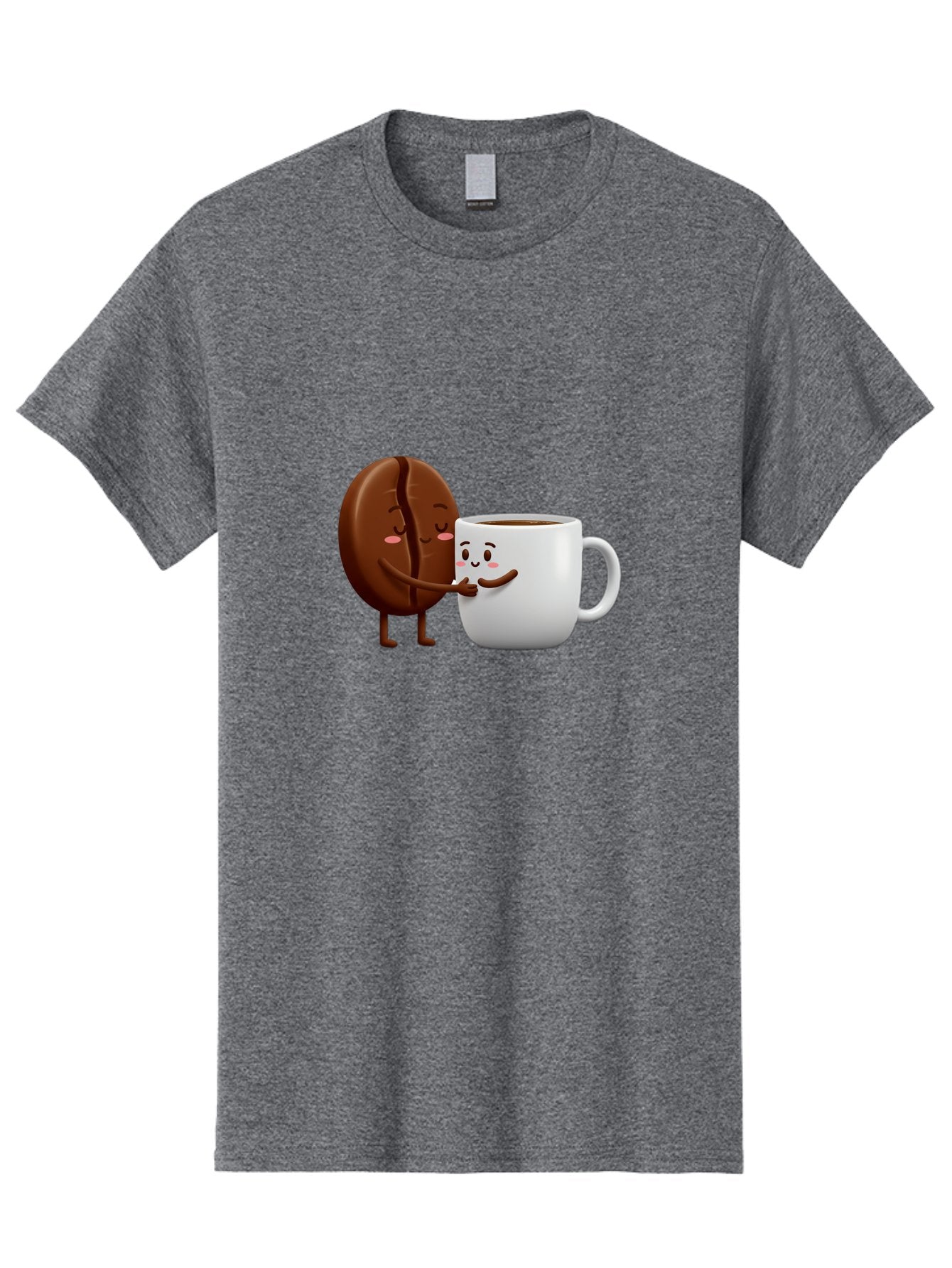 Coffee-Kissing Men'S Graphic Tee, 100% Cotton, Comfortable Casual Summer Wear, Machine Washable, Cartoon Cookie, Coffee Mug, Anthropomorphic Characters, Smiling Faces, Friendly Interaction, Chocolate Cookie, Coffee Drink, Bab802 10