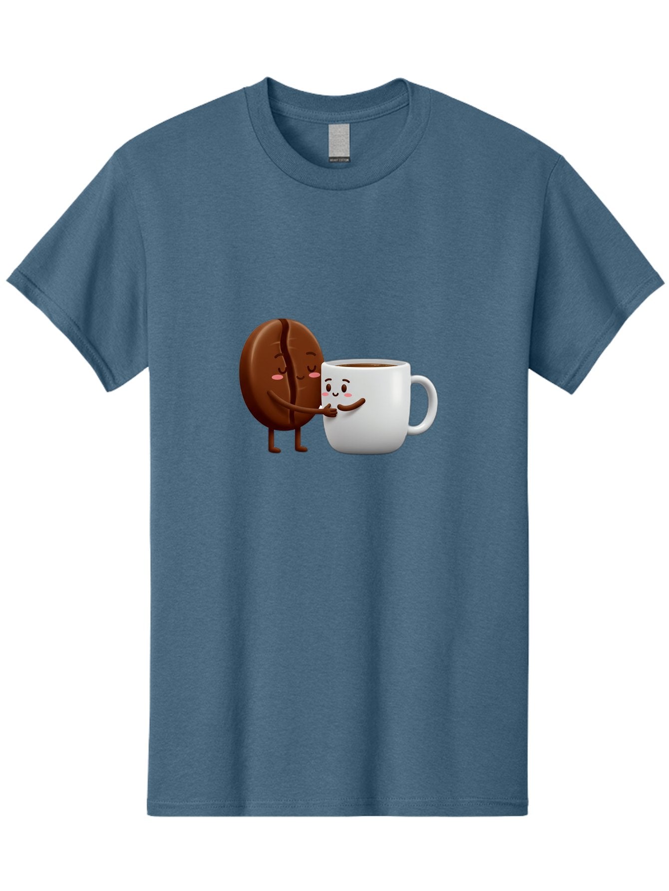 Coffee-Kissing Men'S Graphic Tee, 100% Cotton, Comfortable Casual Summer Wear, Machine Washable, Cartoon Cookie, Coffee Mug, Anthropomorphic Characters, Smiling Faces, Friendly Interaction, Chocolate Cookie, Coffee Drink, Bab802 11