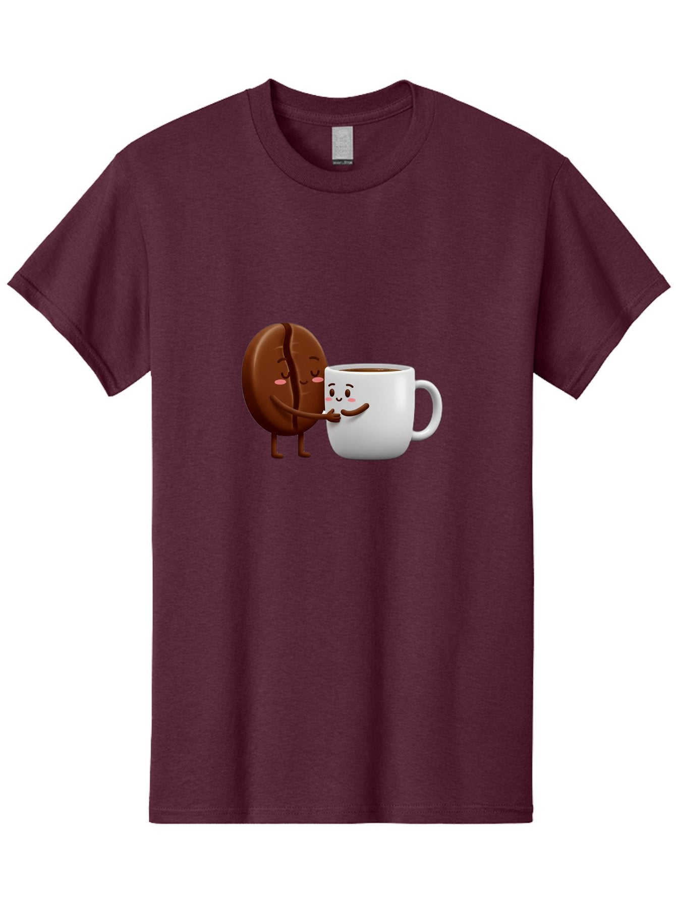 Coffee-Kissing Men'S Graphic Tee, 100% Cotton, Comfortable Casual Summer Wear, Machine Washable, Cartoon Cookie, Coffee Mug, Anthropomorphic Characters, Smiling Faces, Friendly Interaction, Chocolate Cookie, Coffee Drink, Bab802 12