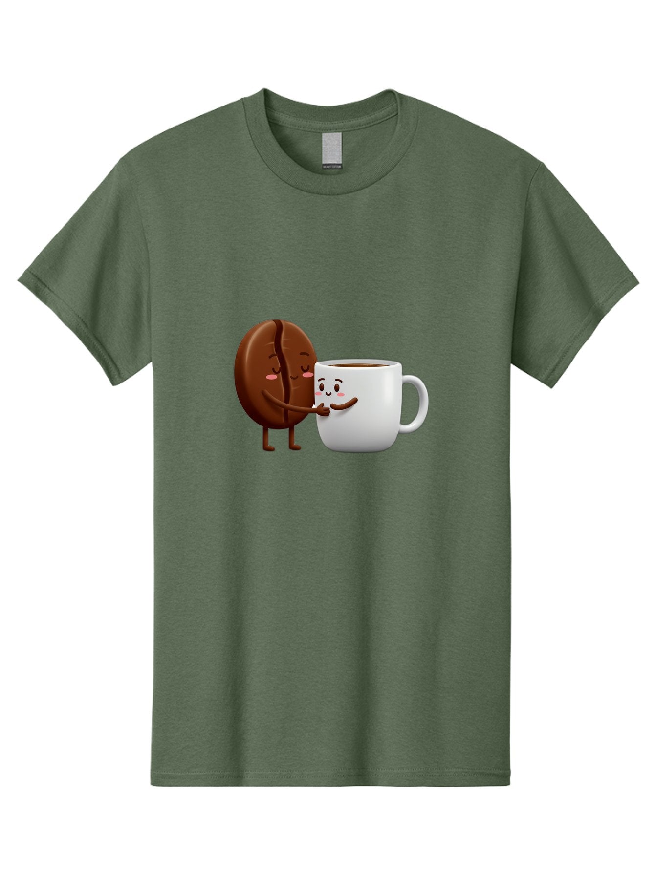 Coffee-Kissing Men'S Graphic Tee, 100% Cotton, Comfortable Casual Summer Wear, Machine Washable, Cartoon Cookie, Coffee Mug, Anthropomorphic Characters, Smiling Faces, Friendly Interaction, Chocolate Cookie, Coffee Drink, Bab802 4