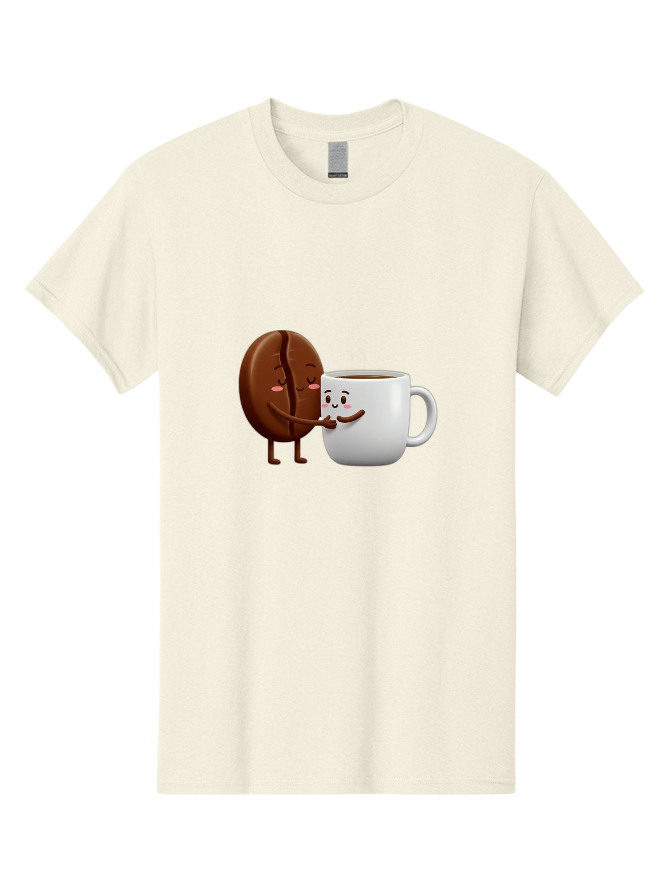 Coffee-Kissing Men'S Graphic Tee, 100% Cotton, Comfortable Casual Summer Wear, Machine Washable, Cartoon Cookie, Coffee Mug, Anthropomorphic Characters, Smiling Faces, Friendly Interaction, Chocolate Cookie, Coffee Drink, Bab802 7