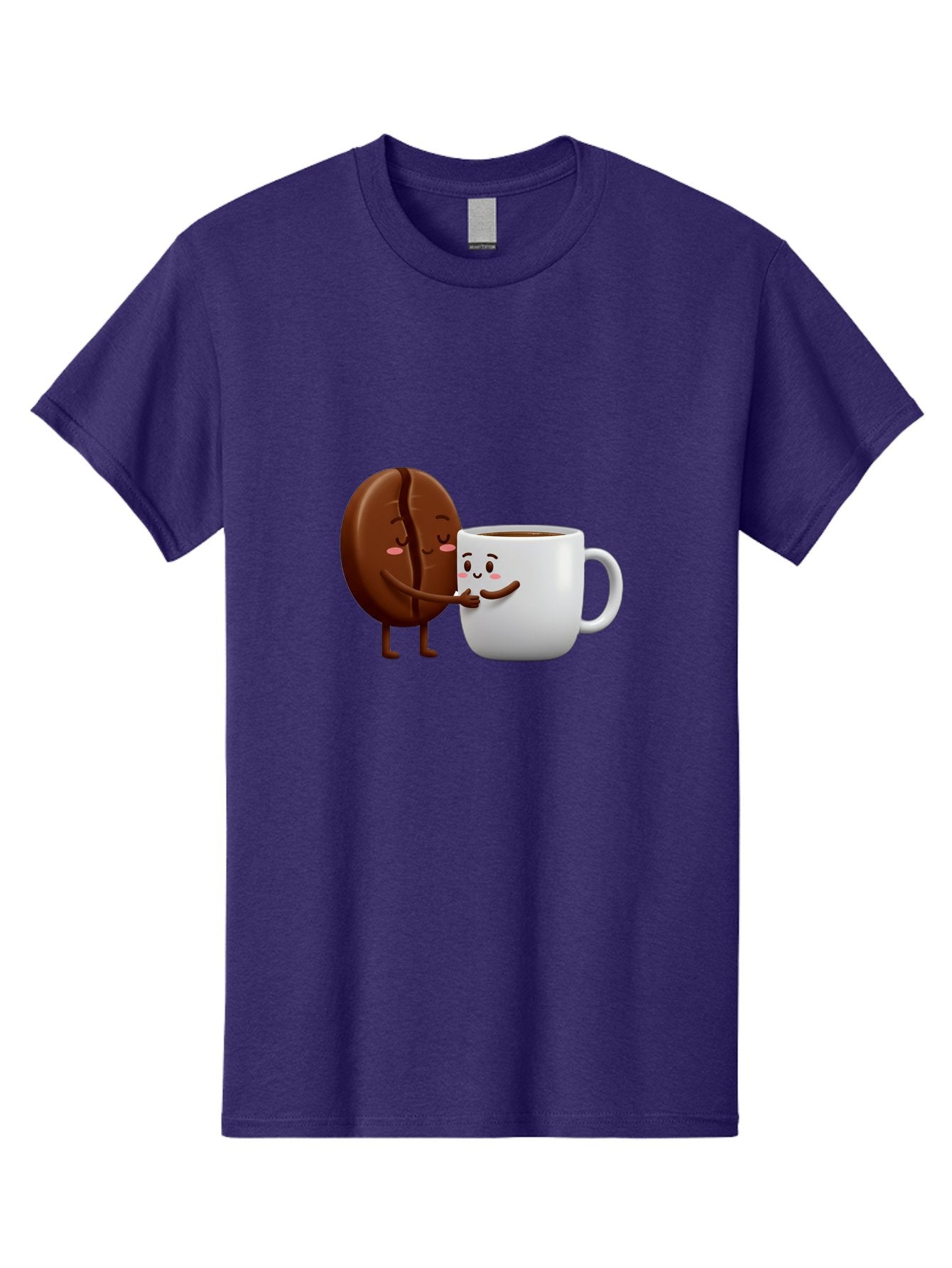 Coffee-Kissing Men'S Graphic Tee, 100% Cotton, Comfortable Casual Summer Wear, Machine Washable, Cartoon Cookie, Coffee Mug, Anthropomorphic Characters, Smiling Faces, Friendly Interaction, Chocolate Cookie, Coffee Drink, Bab802 8