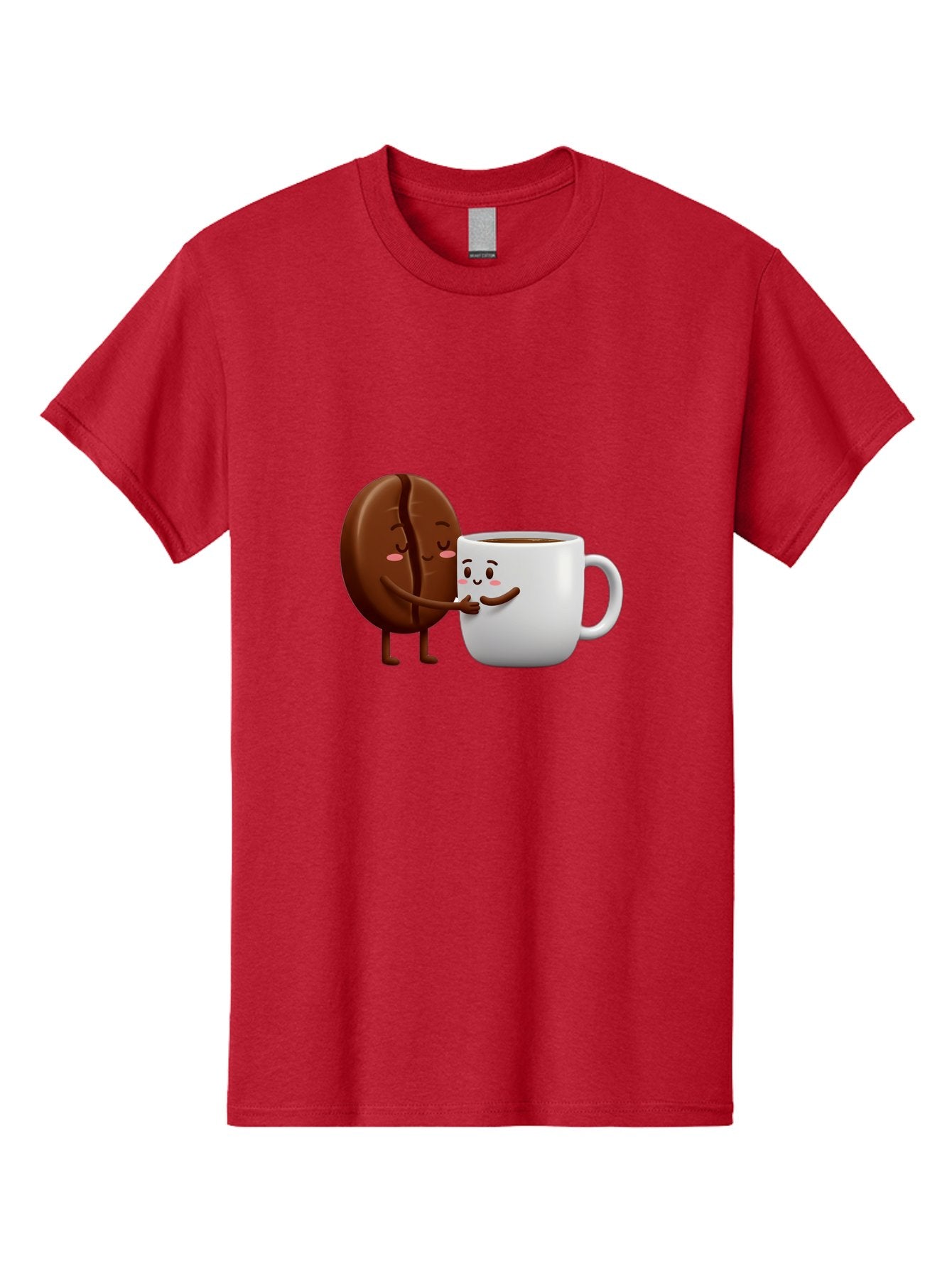 Coffee-Kissing Men'S Graphic Tee, 100% Cotton, Comfortable Casual Summer Wear, Machine Washable, Cartoon Cookie, Coffee Mug, Anthropomorphic Characters, Smiling Faces, Friendly Interaction, Chocolate Cookie, Coffee Drink, Bab802 15